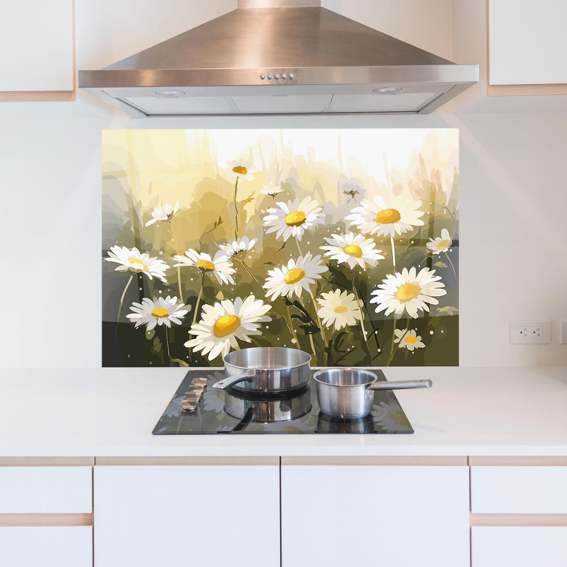 Стъклен панел за кухня Daily Daisy mockup 5