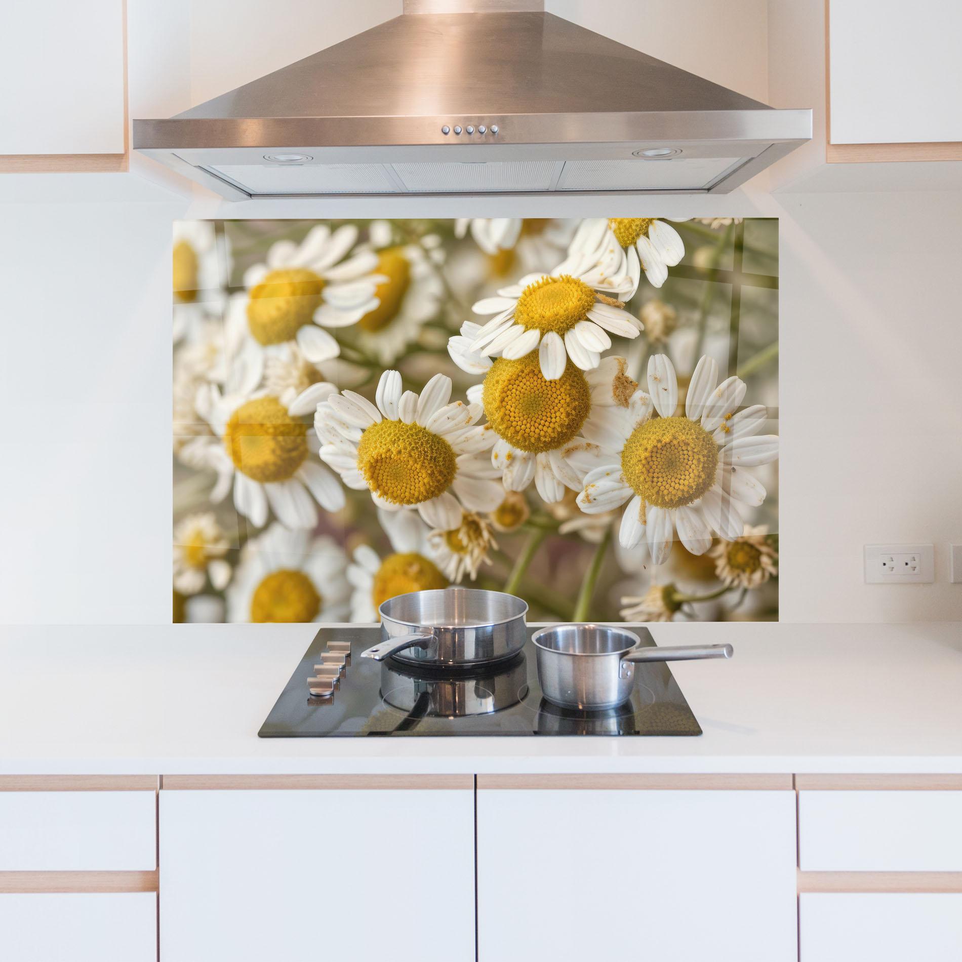 Стъклен панел за кухня Daisy Wall mockup 5