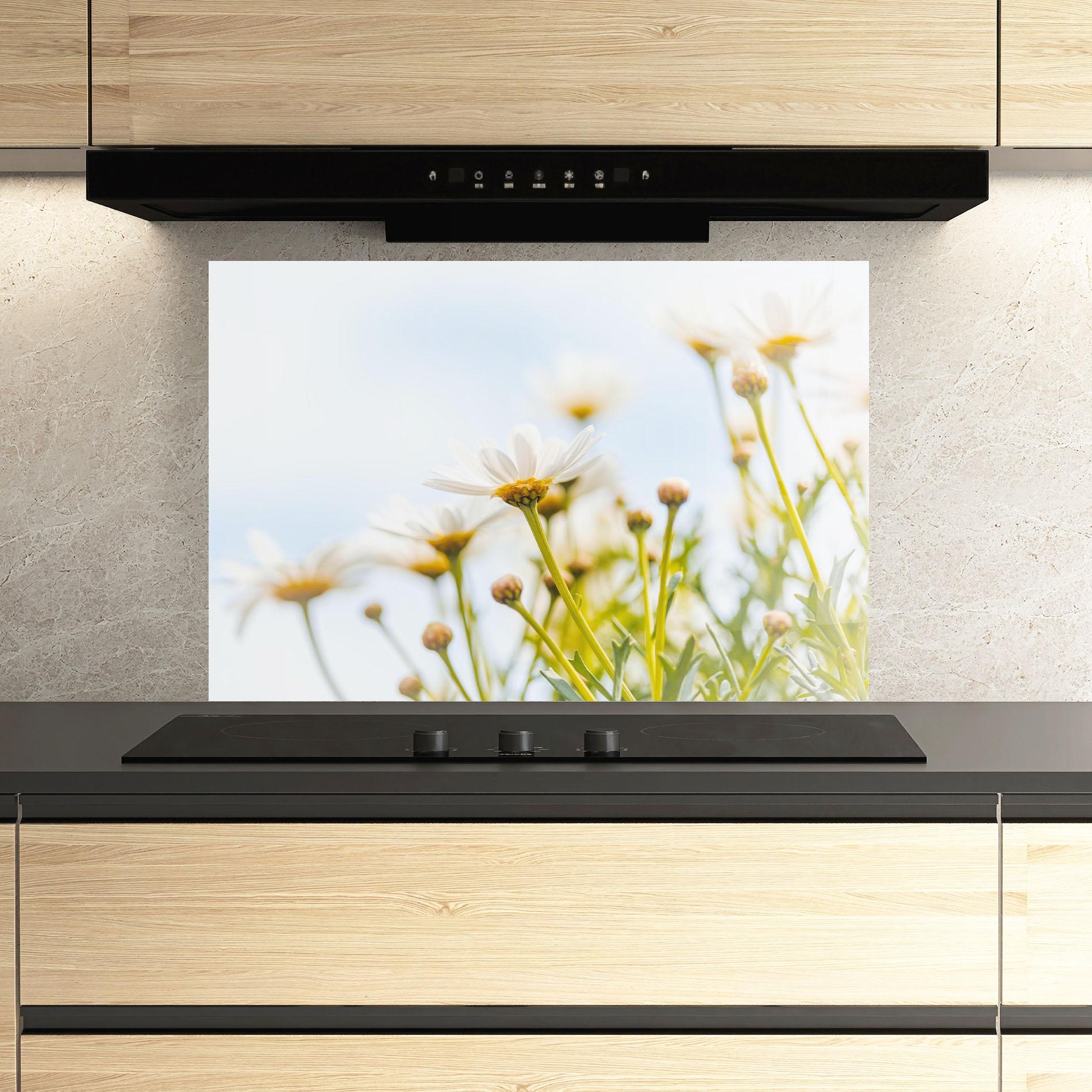 Стъклен панел за кухня Dreamy Daisy mockup 3