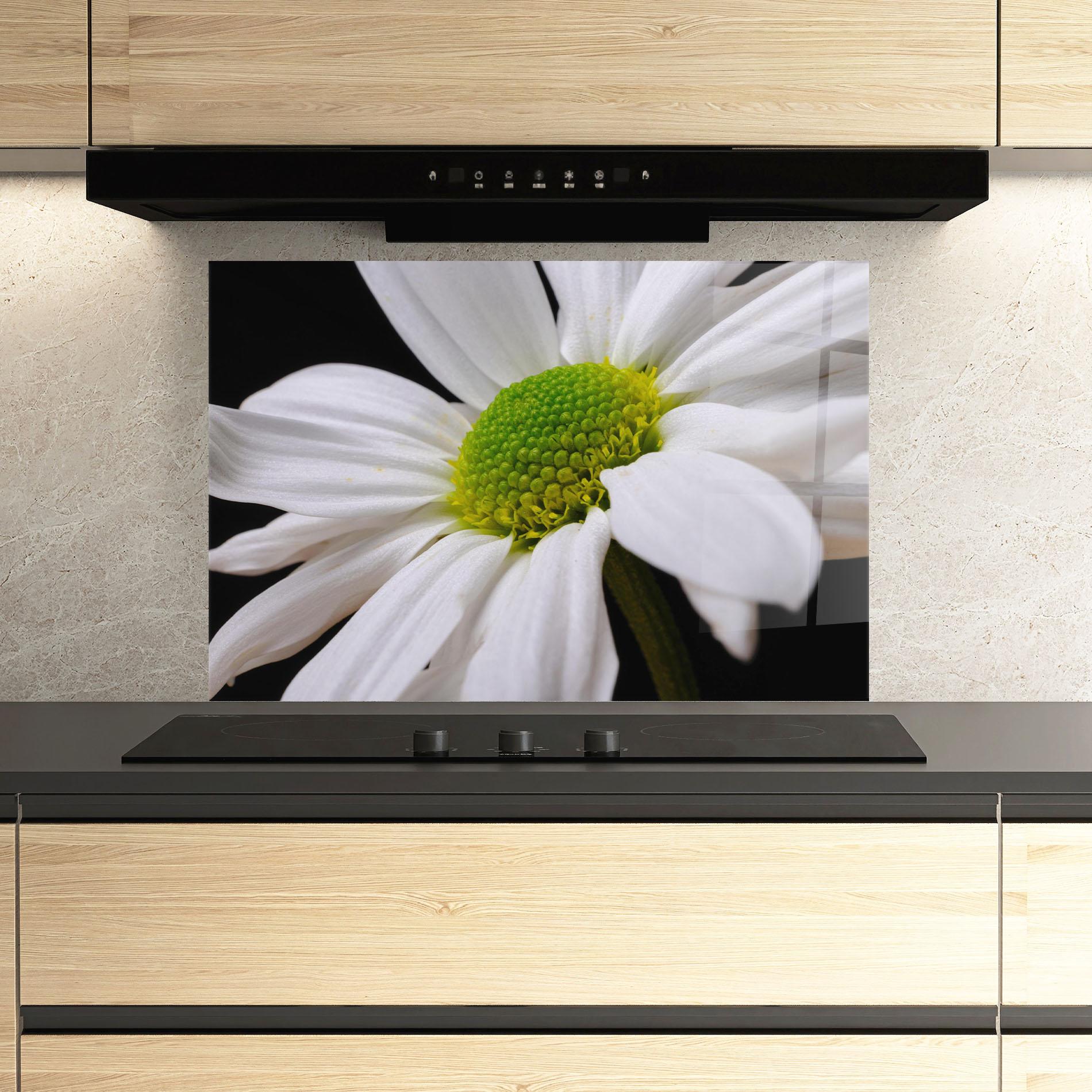 Стъклен панел за кухня Green Middle Daisy mockup 3