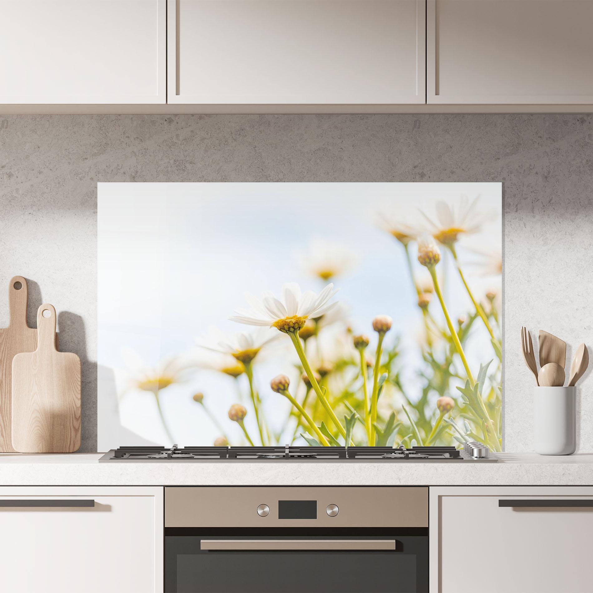 Стъклен панел за кухня Dreamy Daisy mockup 7
