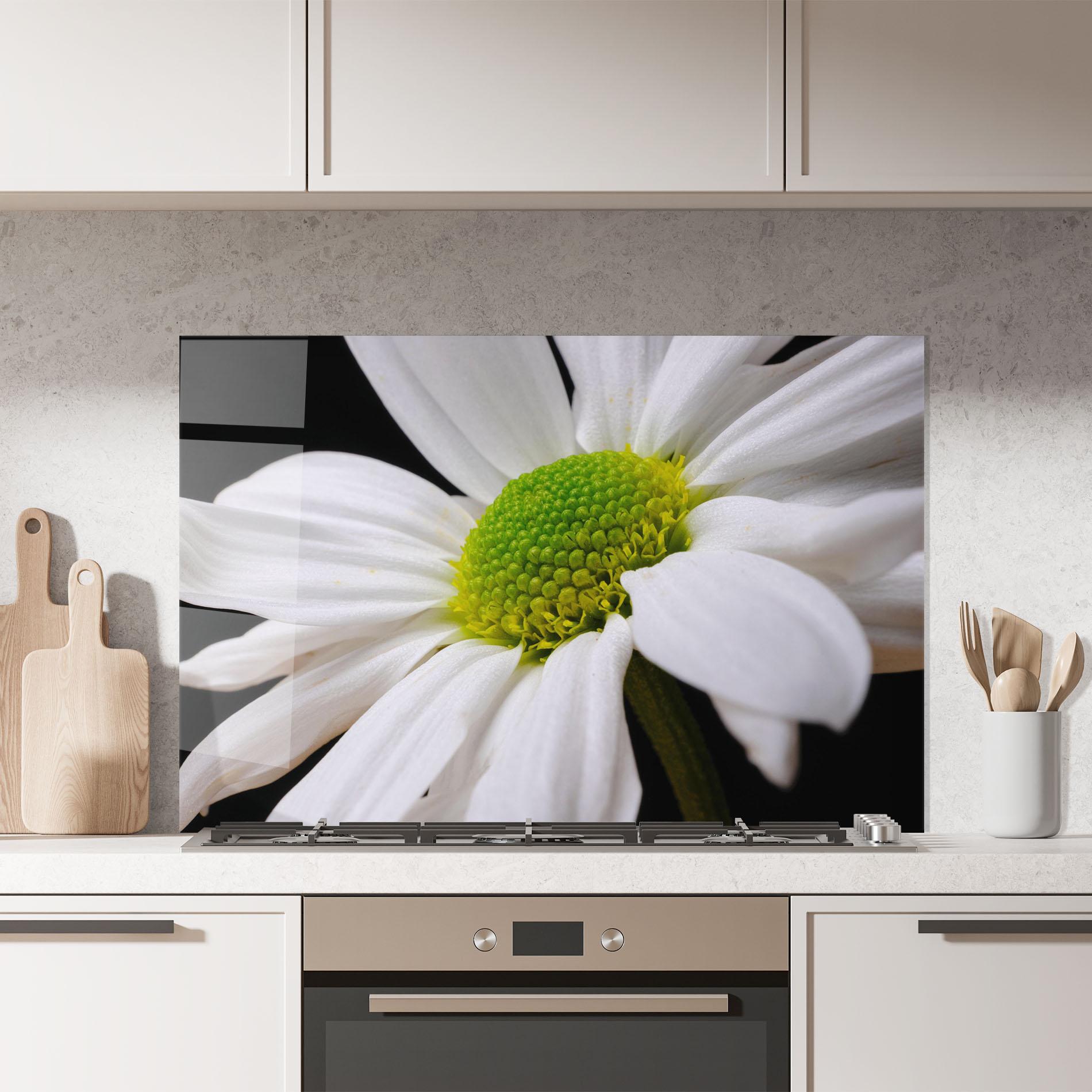 Стъклен панел за кухня Green Middle Daisy mockup 7