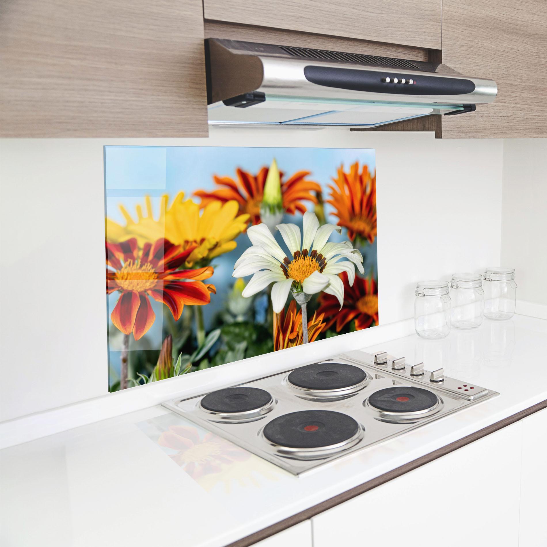 Стъклен панел за кухня Color Mix Daisy mockup 8