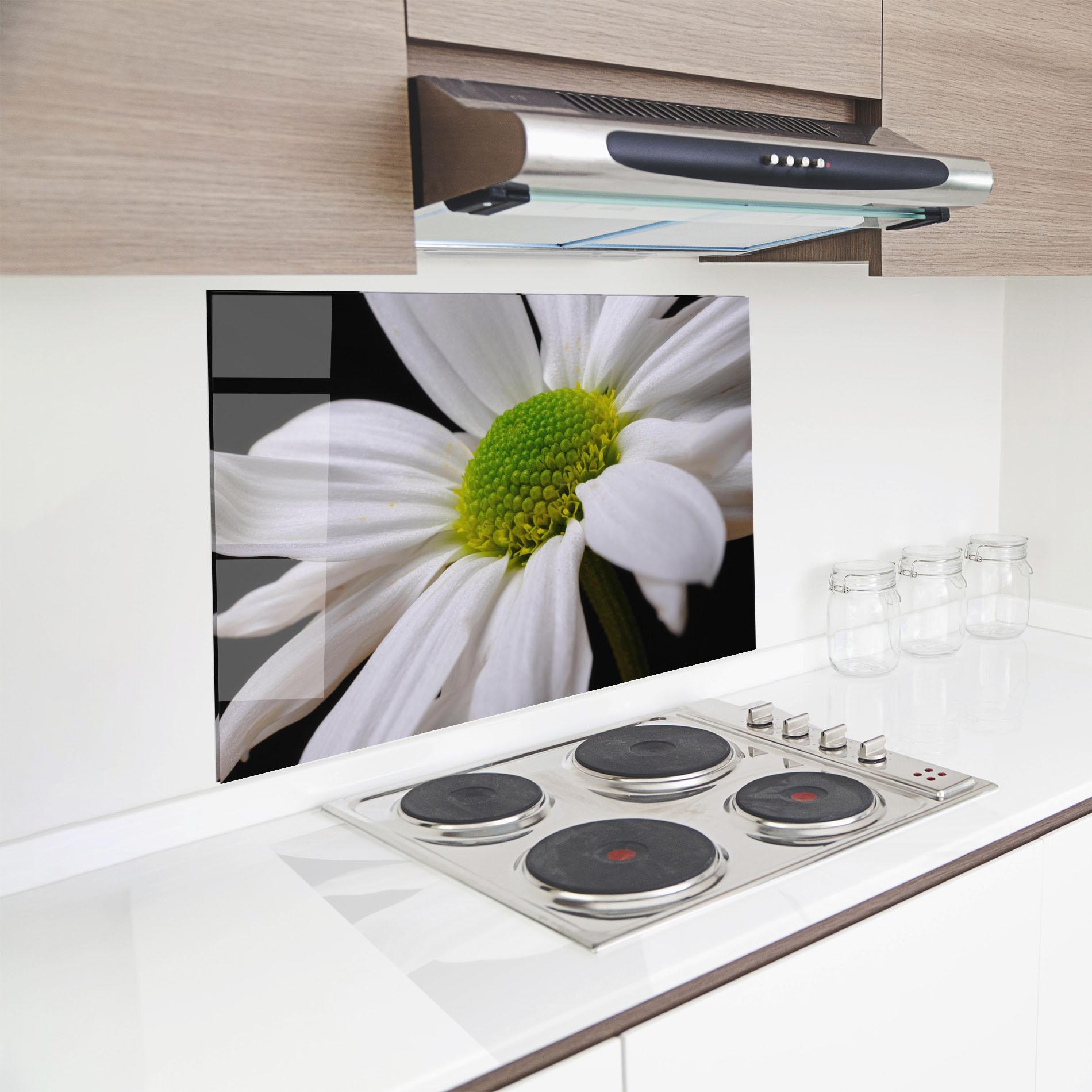 Стъклен панел за кухня Green Middle Daisy mockup 8