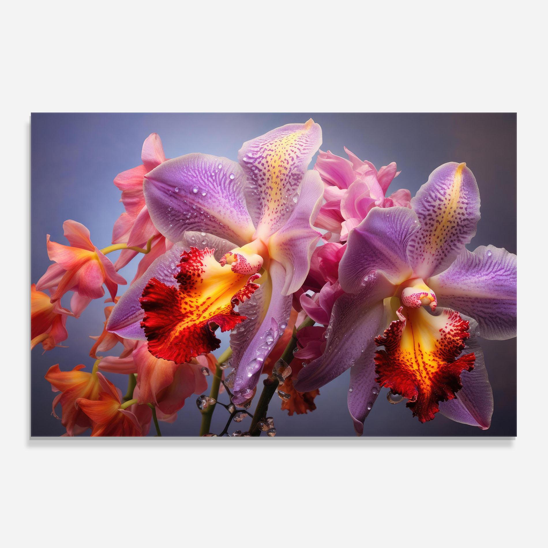 Стъклен панел за кухня Purple Orange Orchid View mockup 0