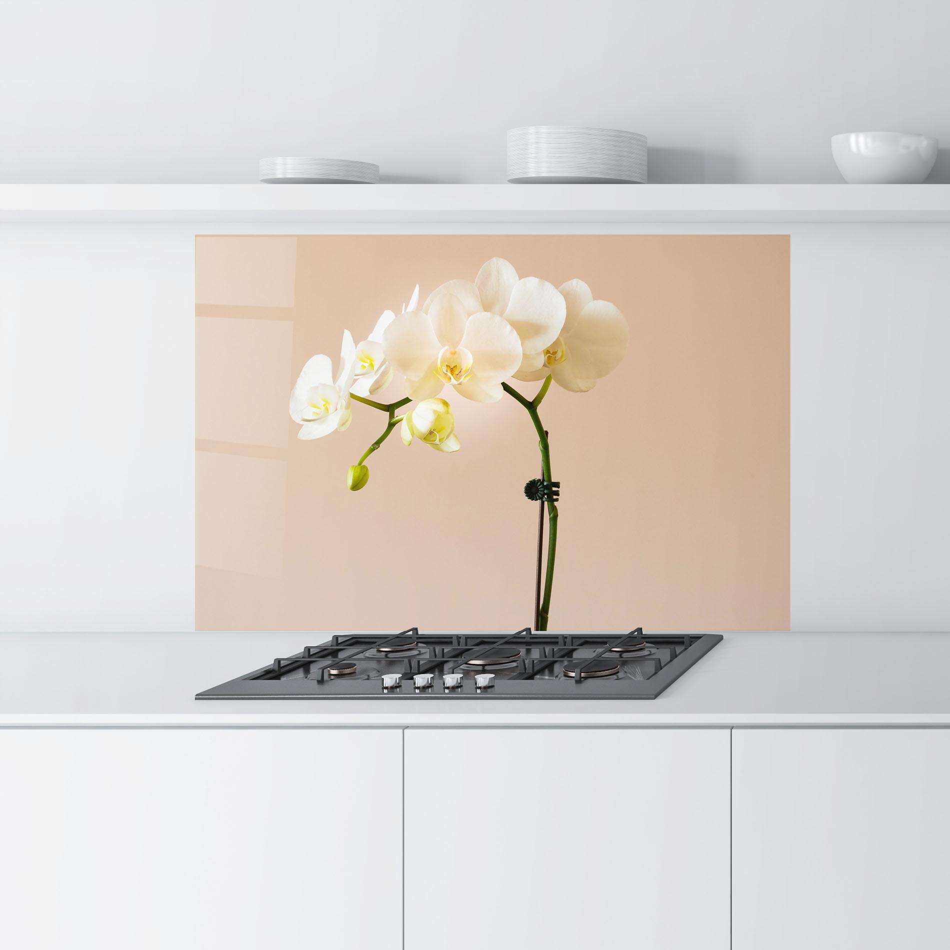 Стъклен панел за кухня Cream Orchid On Pink mockup 9