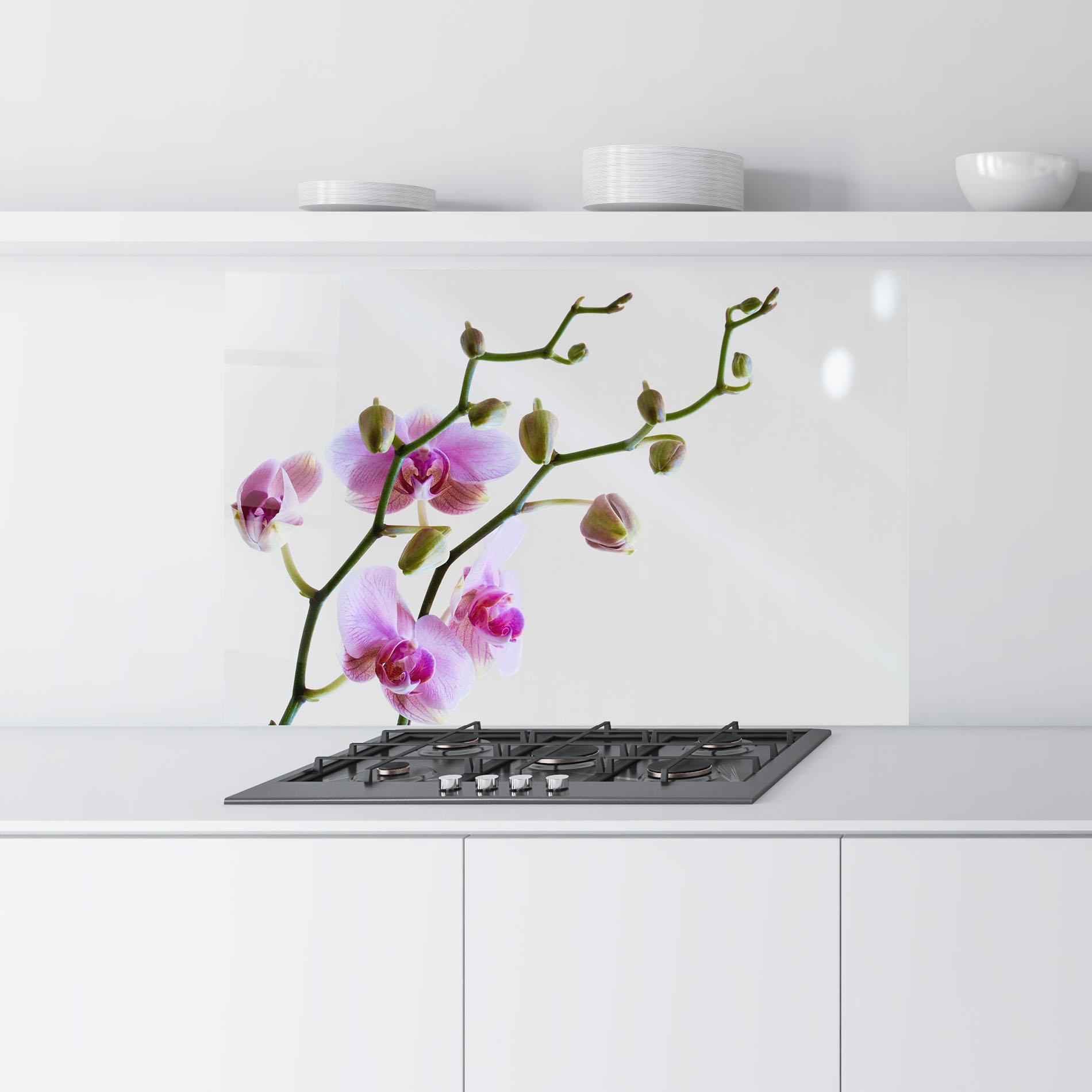 Стъклен панел за кухня Purple Orchid On Grey mockup 9