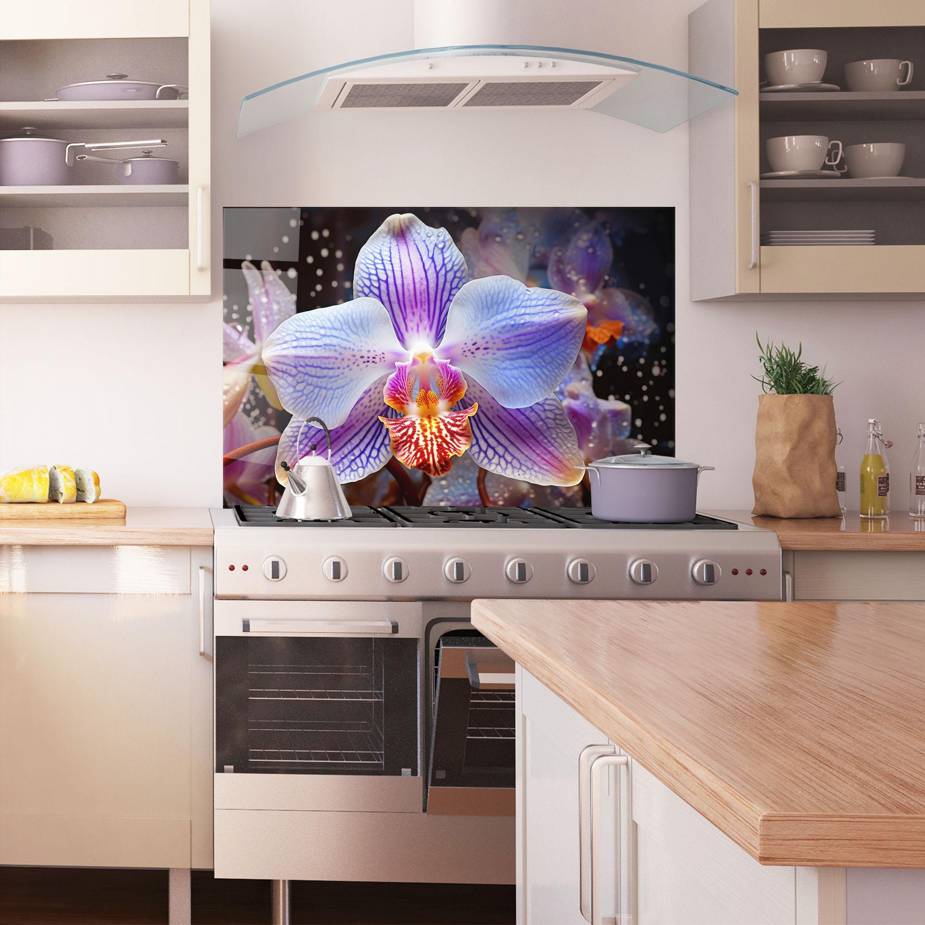 Стъклен панел за кухня Light Purple Orchid Art mockup 1