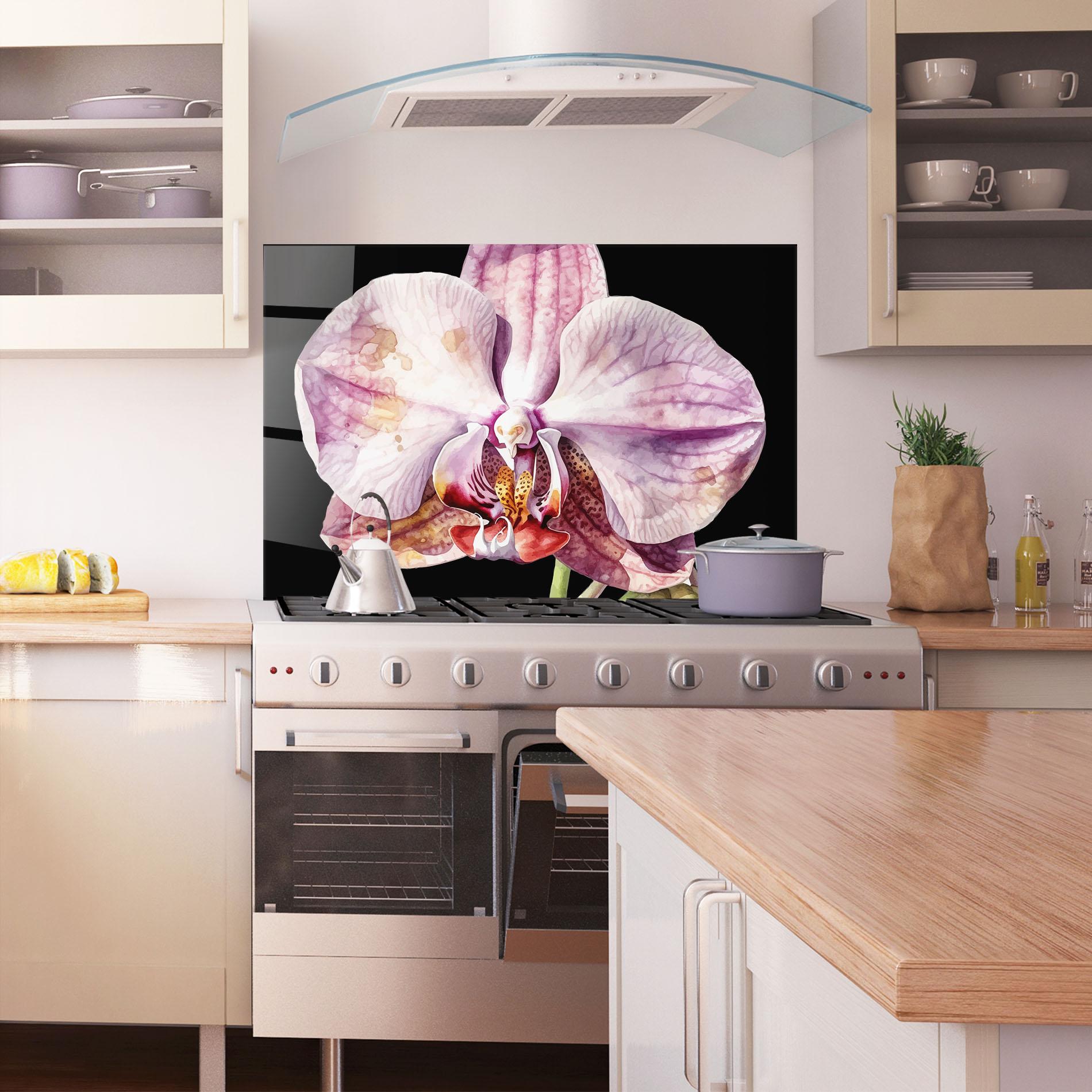 Стъклен панел за кухня Painted Orchid mockup 1
