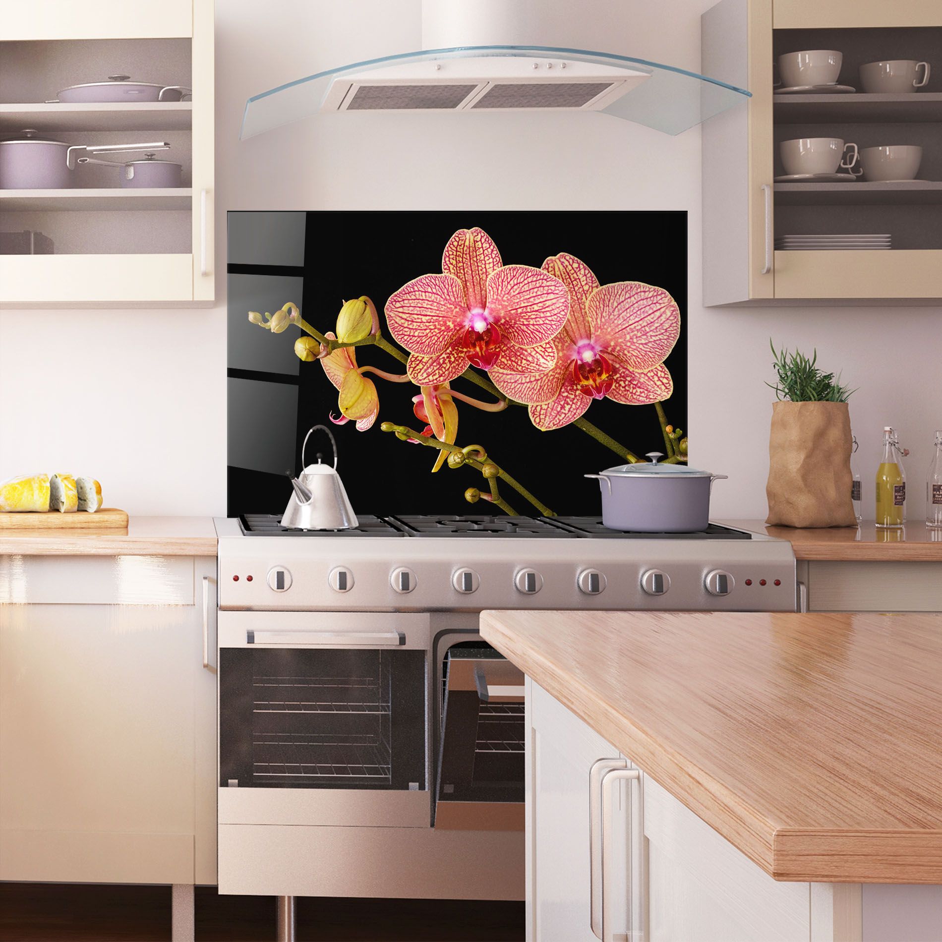 Pink Orchids On Black mockup 1