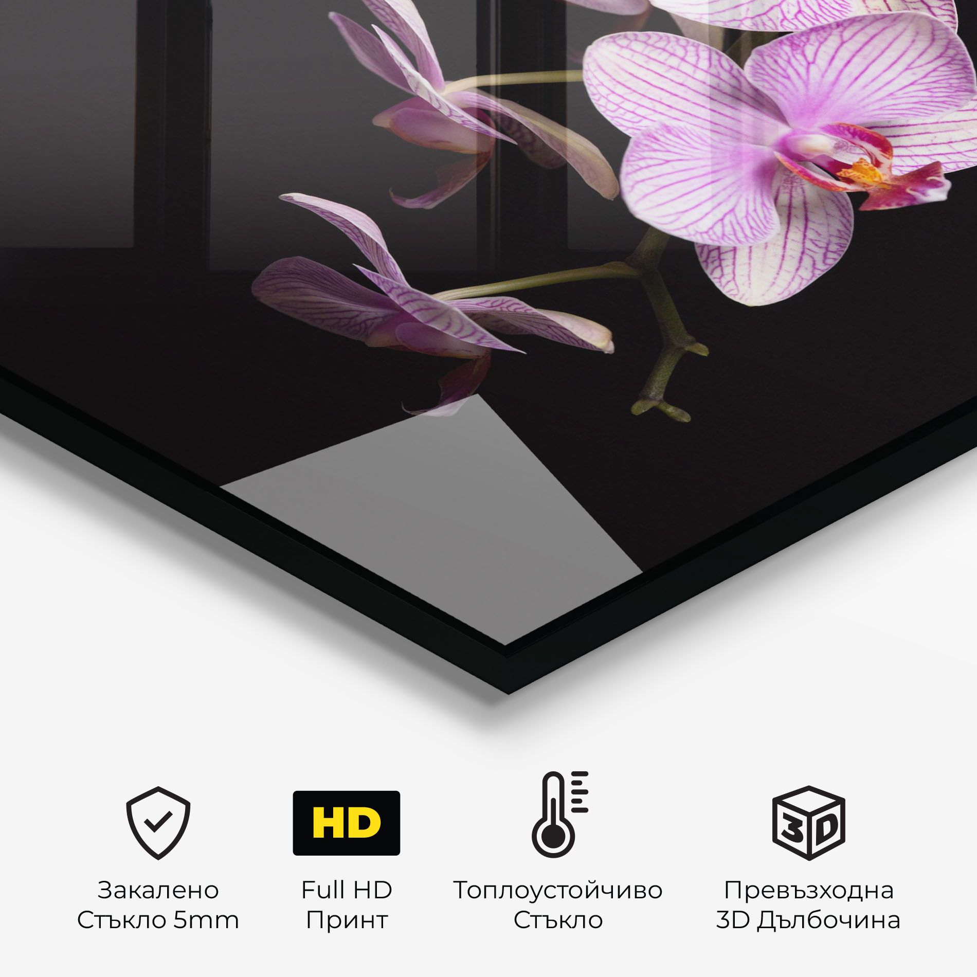 Beautiful Orchids On Black mockup 2