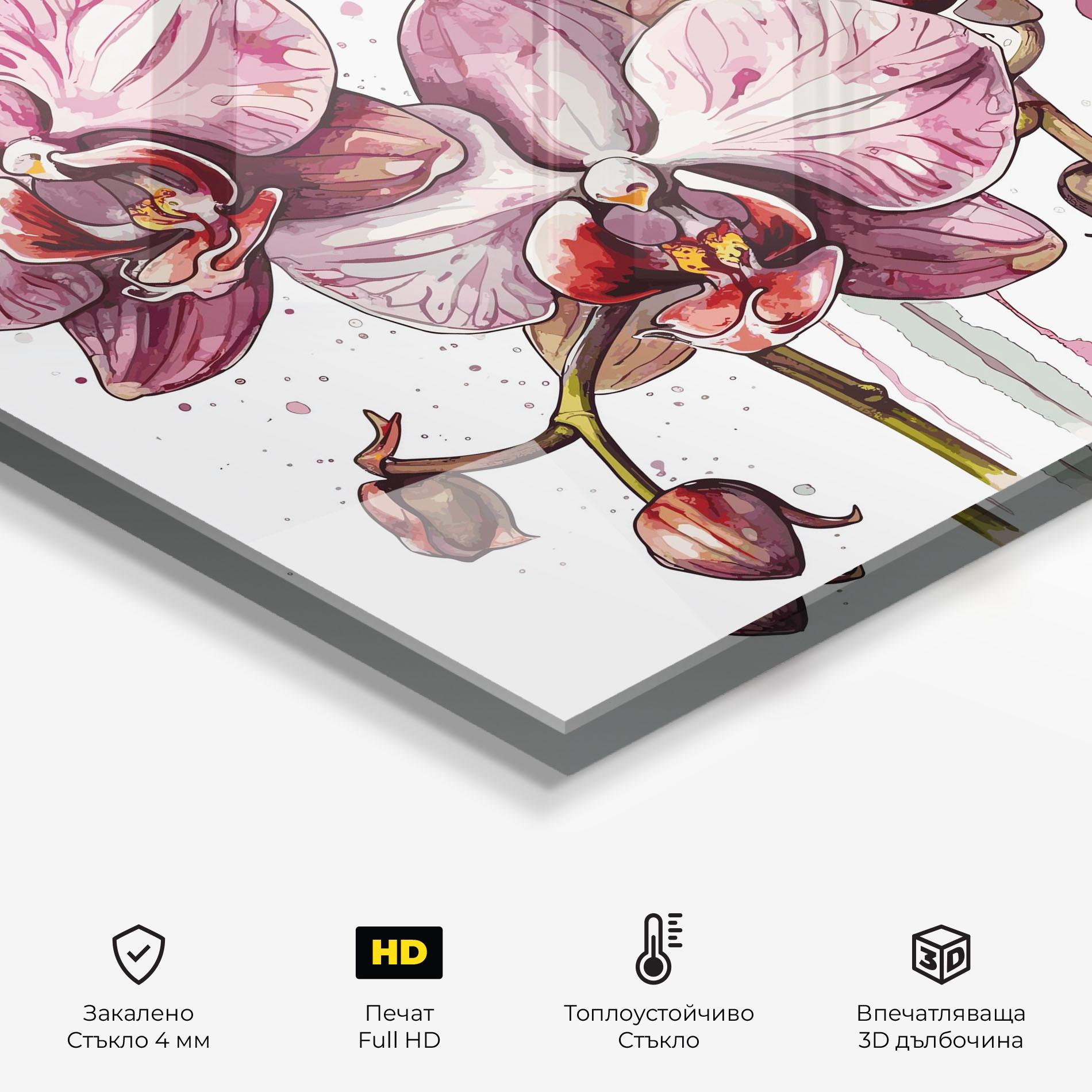 Стъклен панел за кухня Orchid Art mockup 2