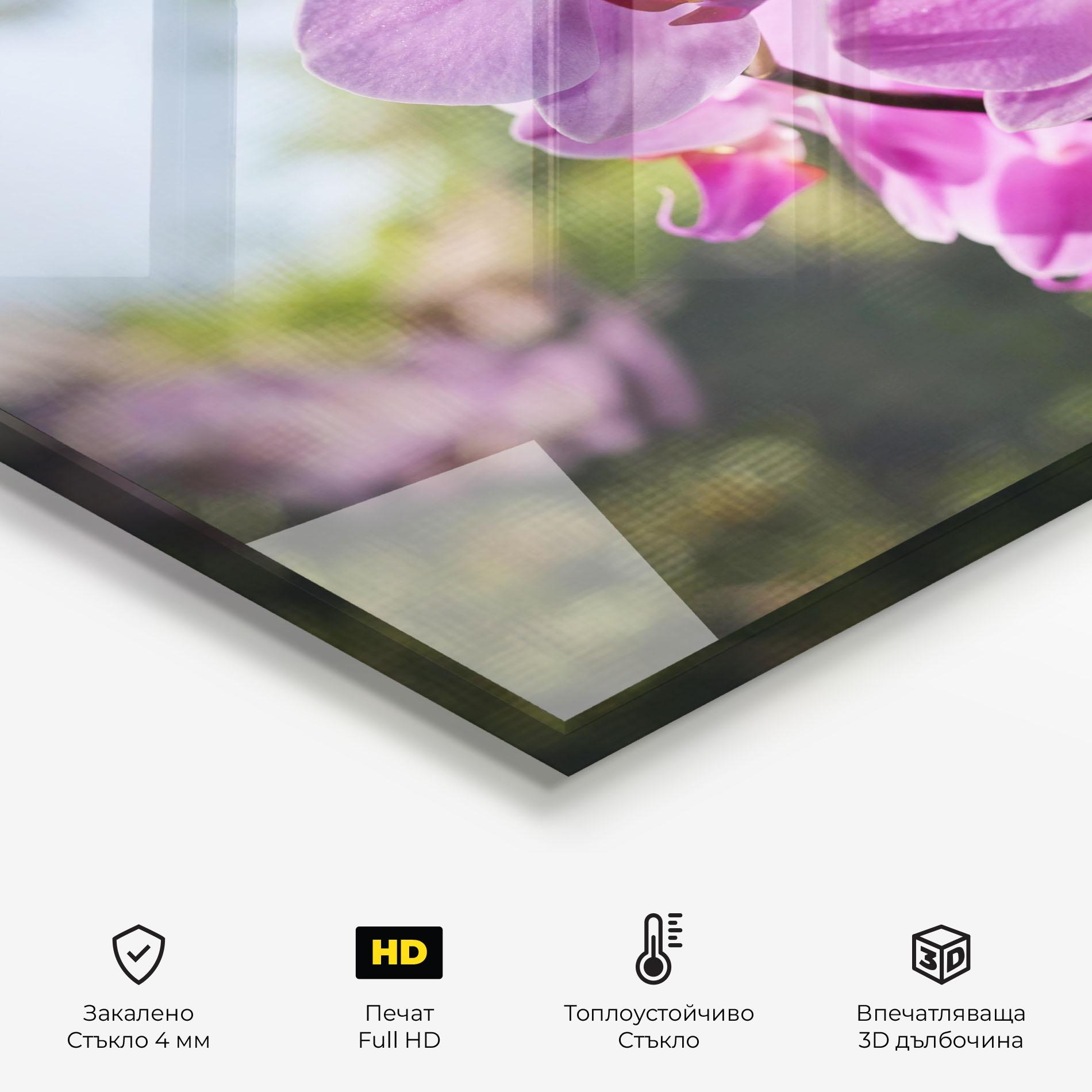 Стъклен панел за кухня Orchids In The Garden mockup 2