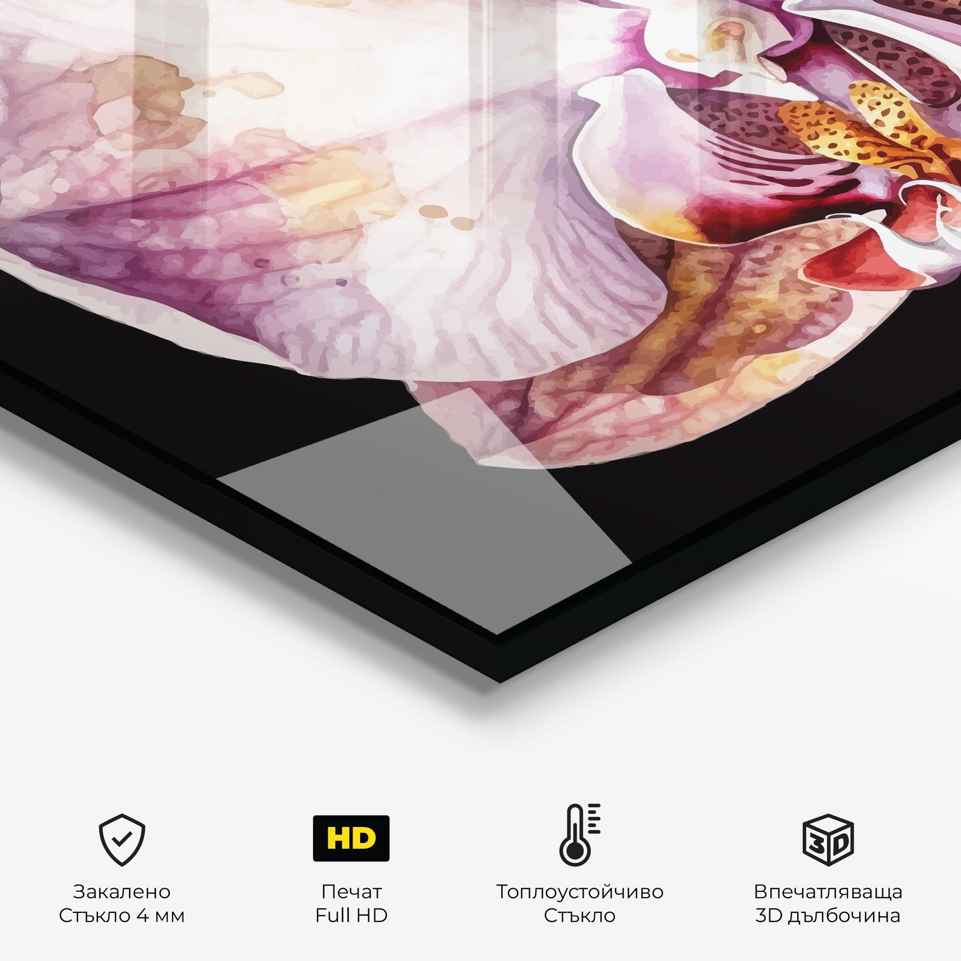 Стъклен панел за кухня Painted Orchid mockup 2