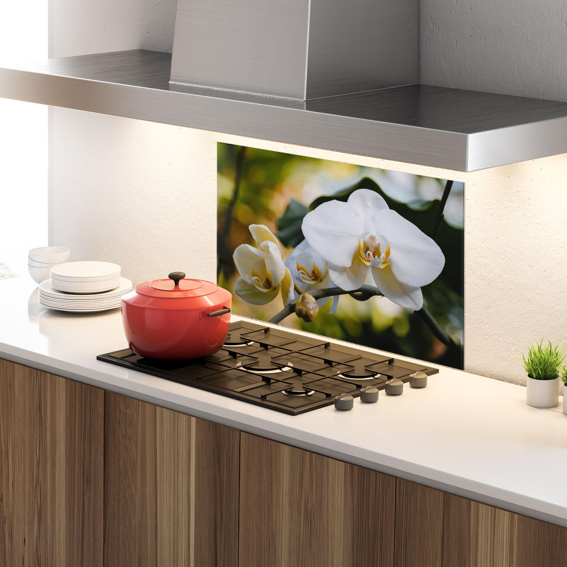 Стъклен панел за кухня Cream Orchid In Nature mockup 4