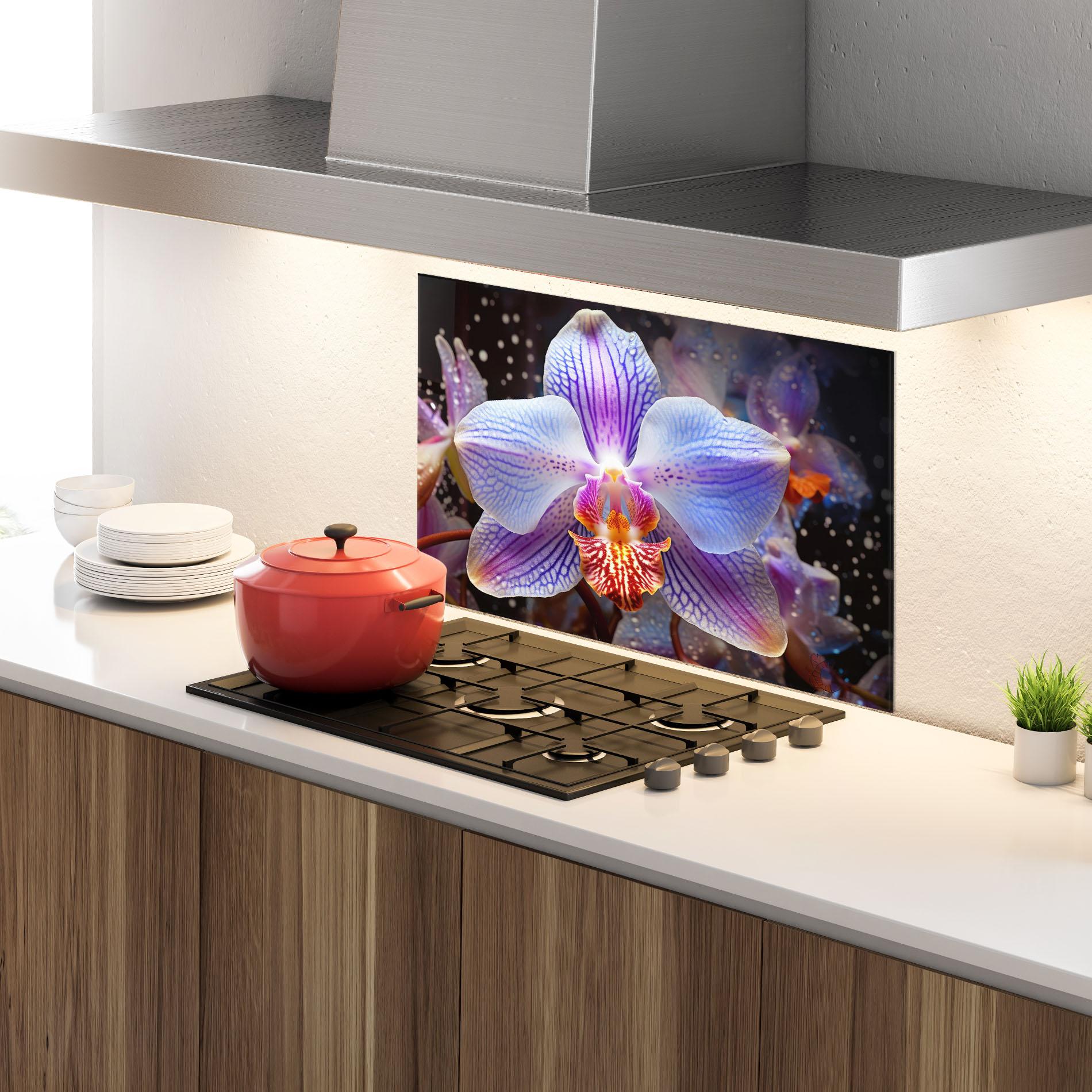 Стъклен панел за кухня Light Purple Orchid Art mockup 4