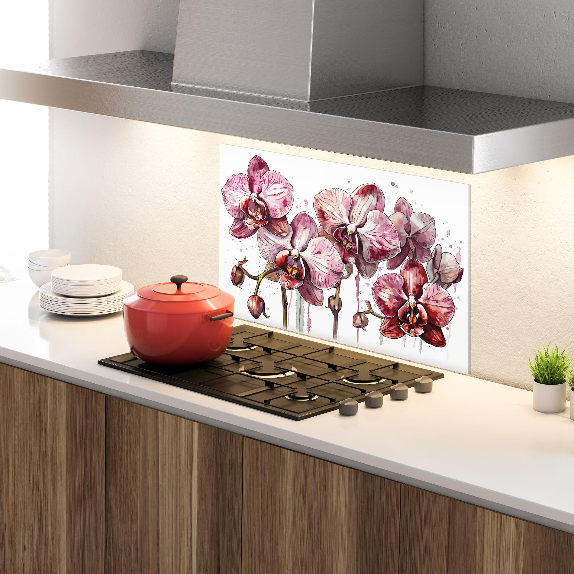 Стъклен панел за кухня Orchid Art mockup 4