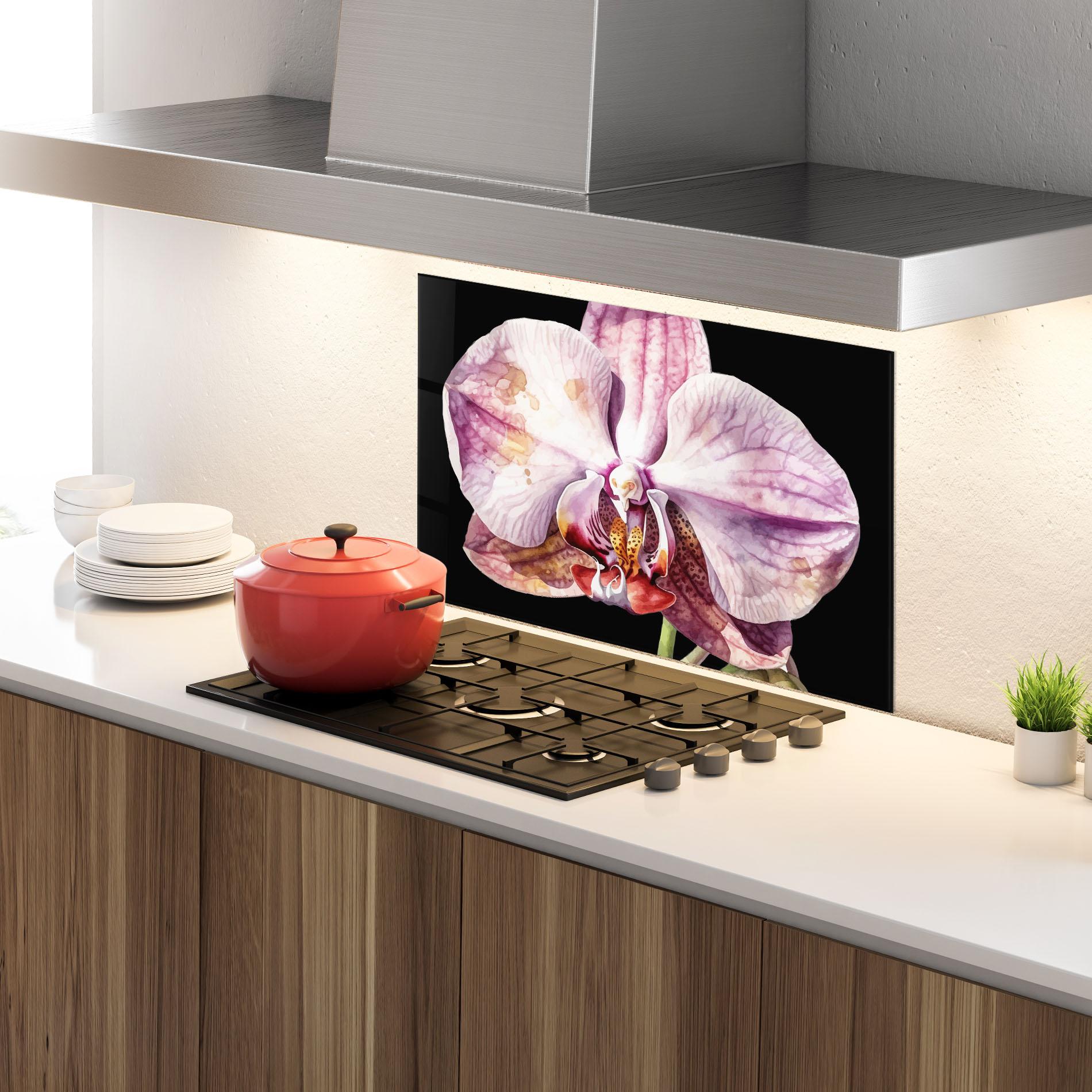 Стъклен панел за кухня Painted Orchid mockup 4