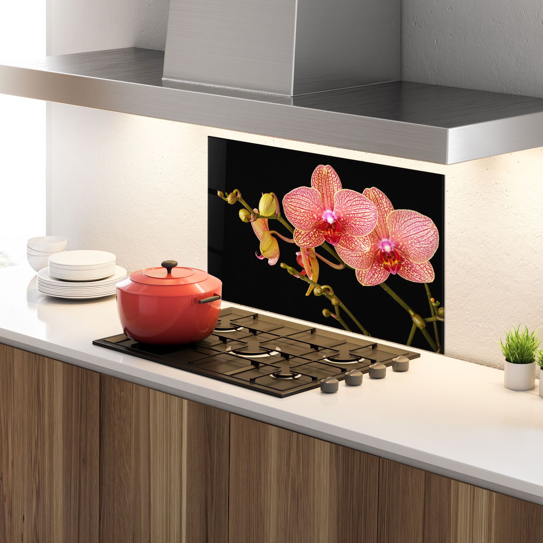 Pink Orchids On Black mockup 4