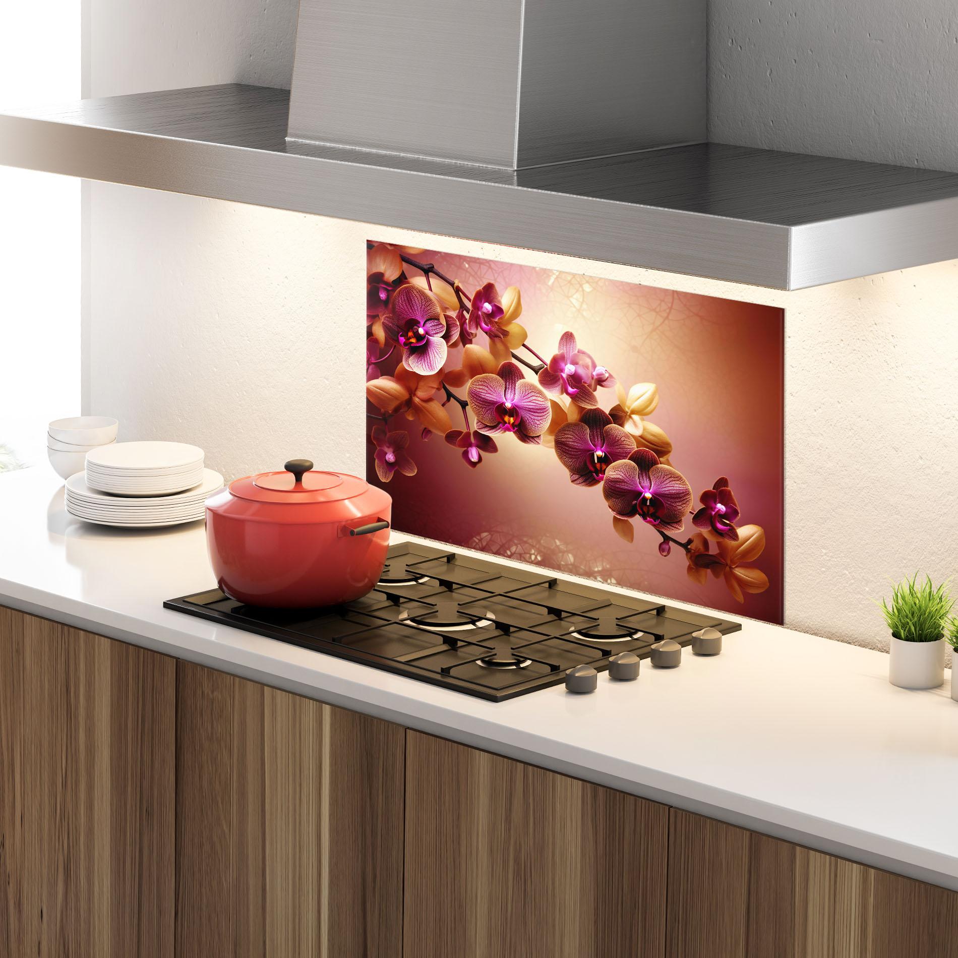 Стъклен панел за кухня Purple Cream Orchid mockup 4