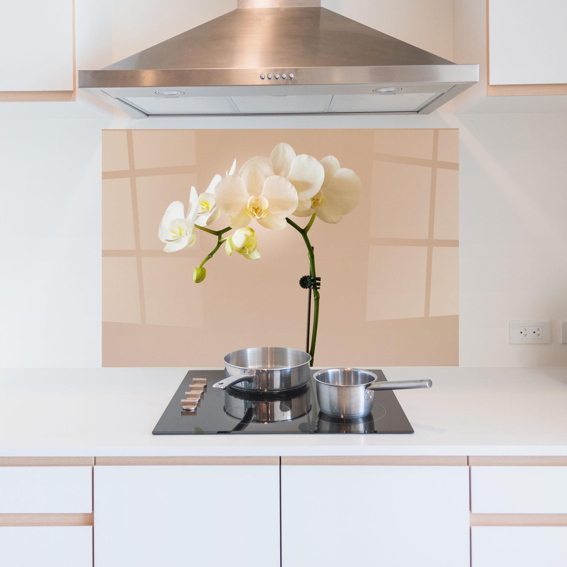 Стъклен панел за кухня Cream Orchid On Pink mockup 5