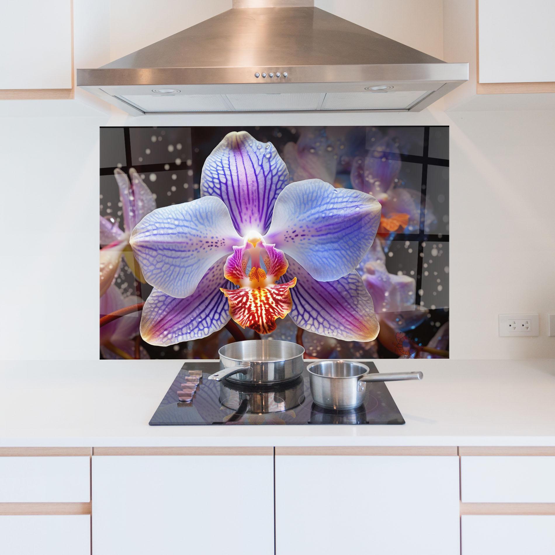 Стъклен панел за кухня Light Purple Orchid Art mockup 5