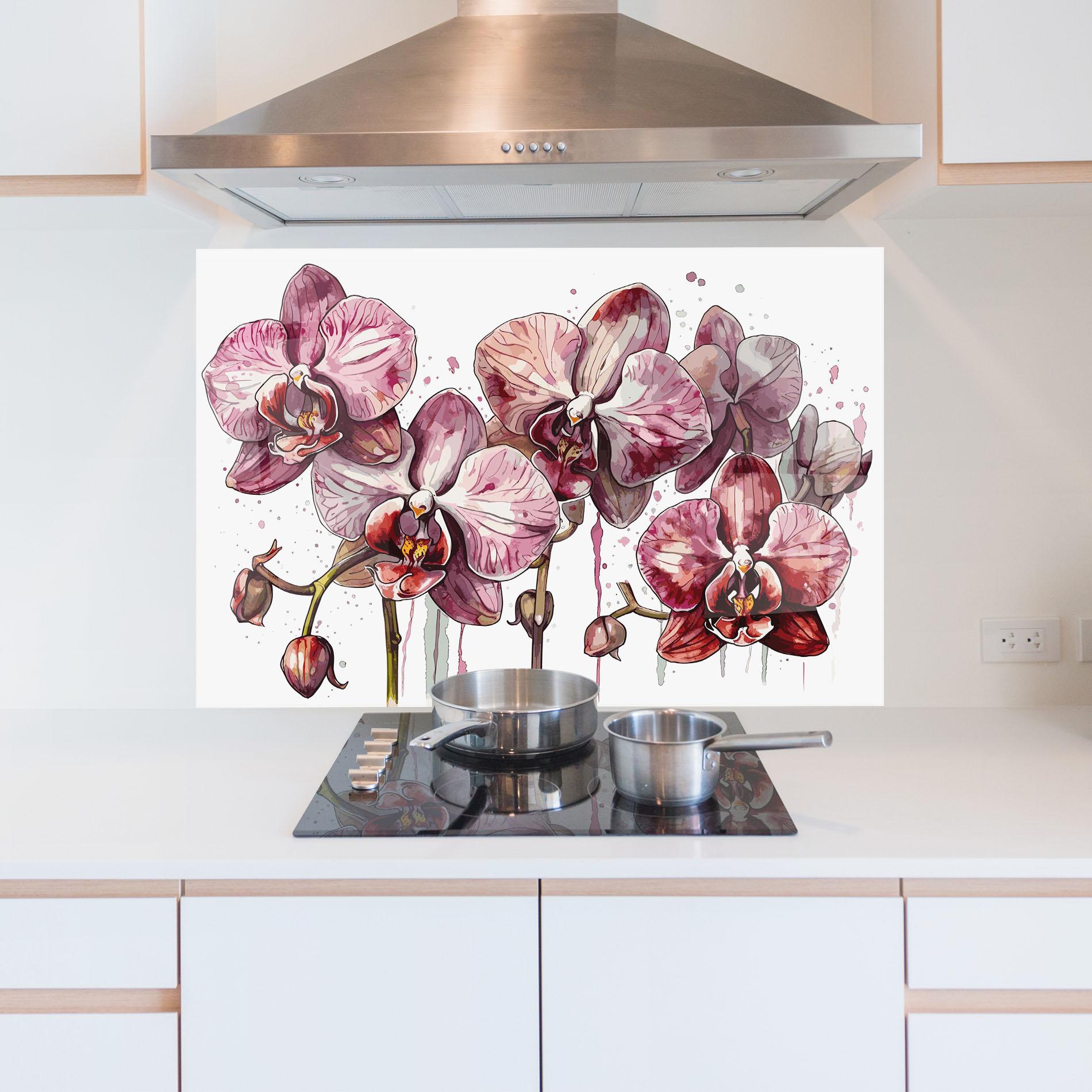 Стъклен панел за кухня Orchid Art mockup 5