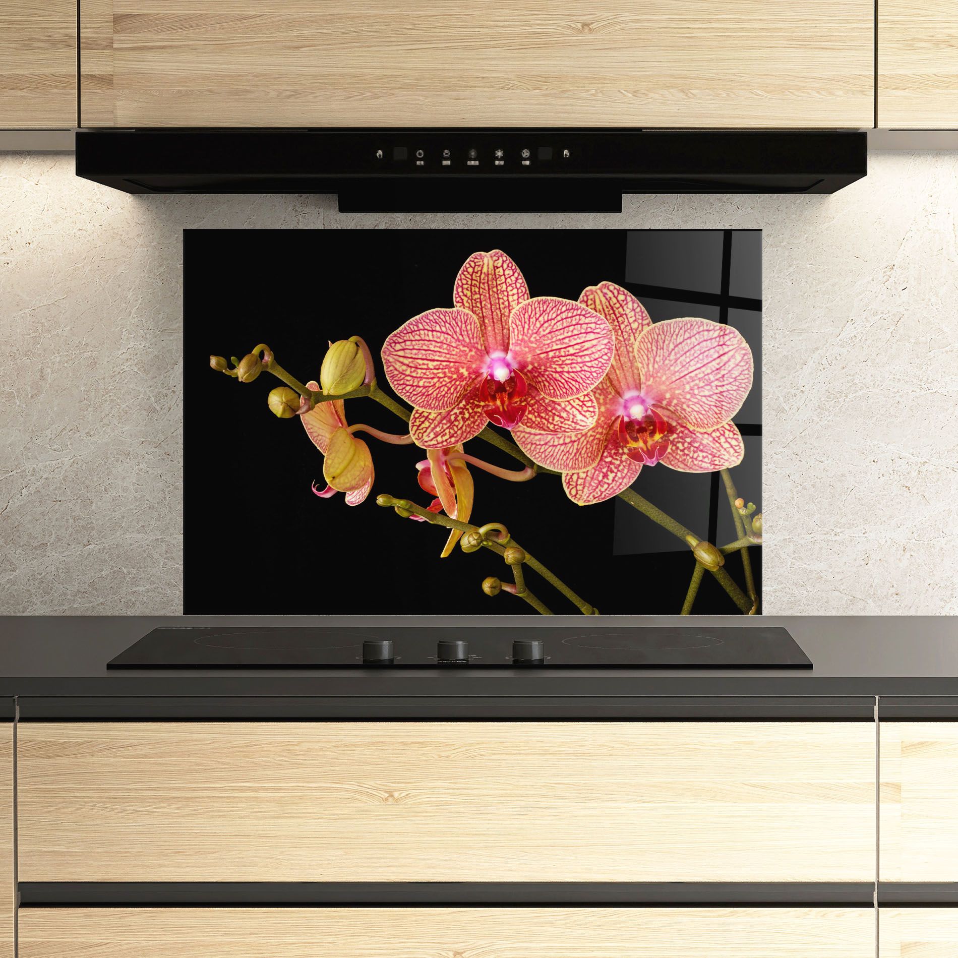 Pink Orchids On Black mockup 3