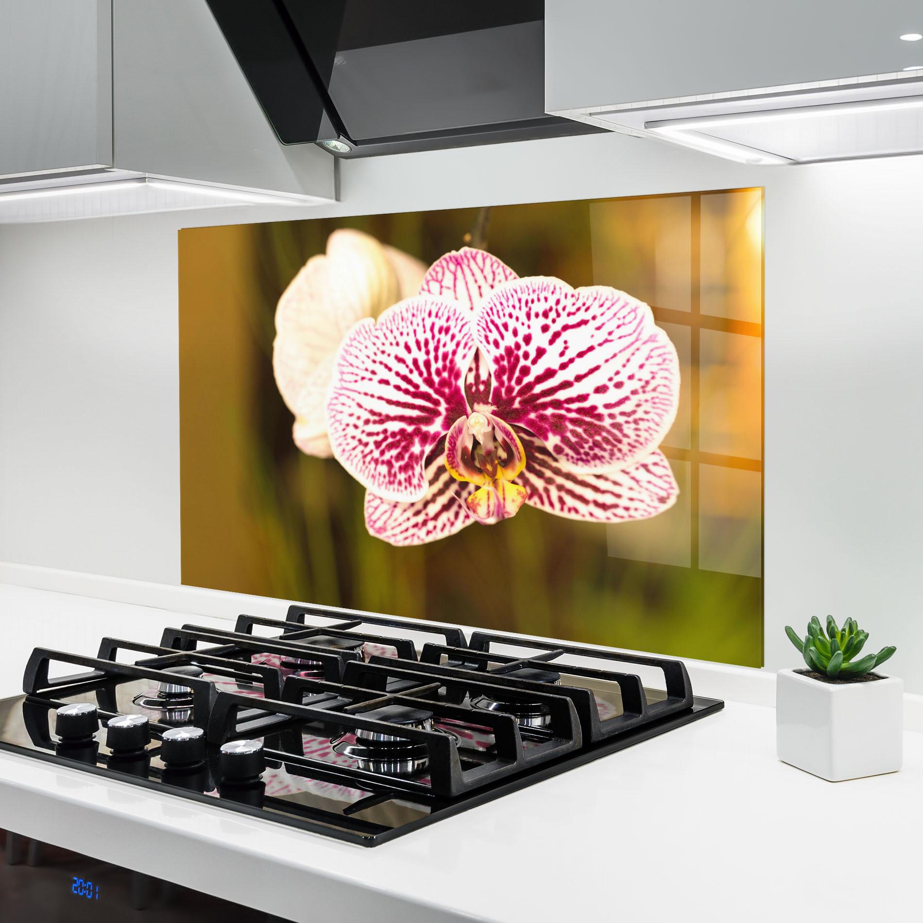 Стъклен панел за кухня Garden Orchids mockup 6