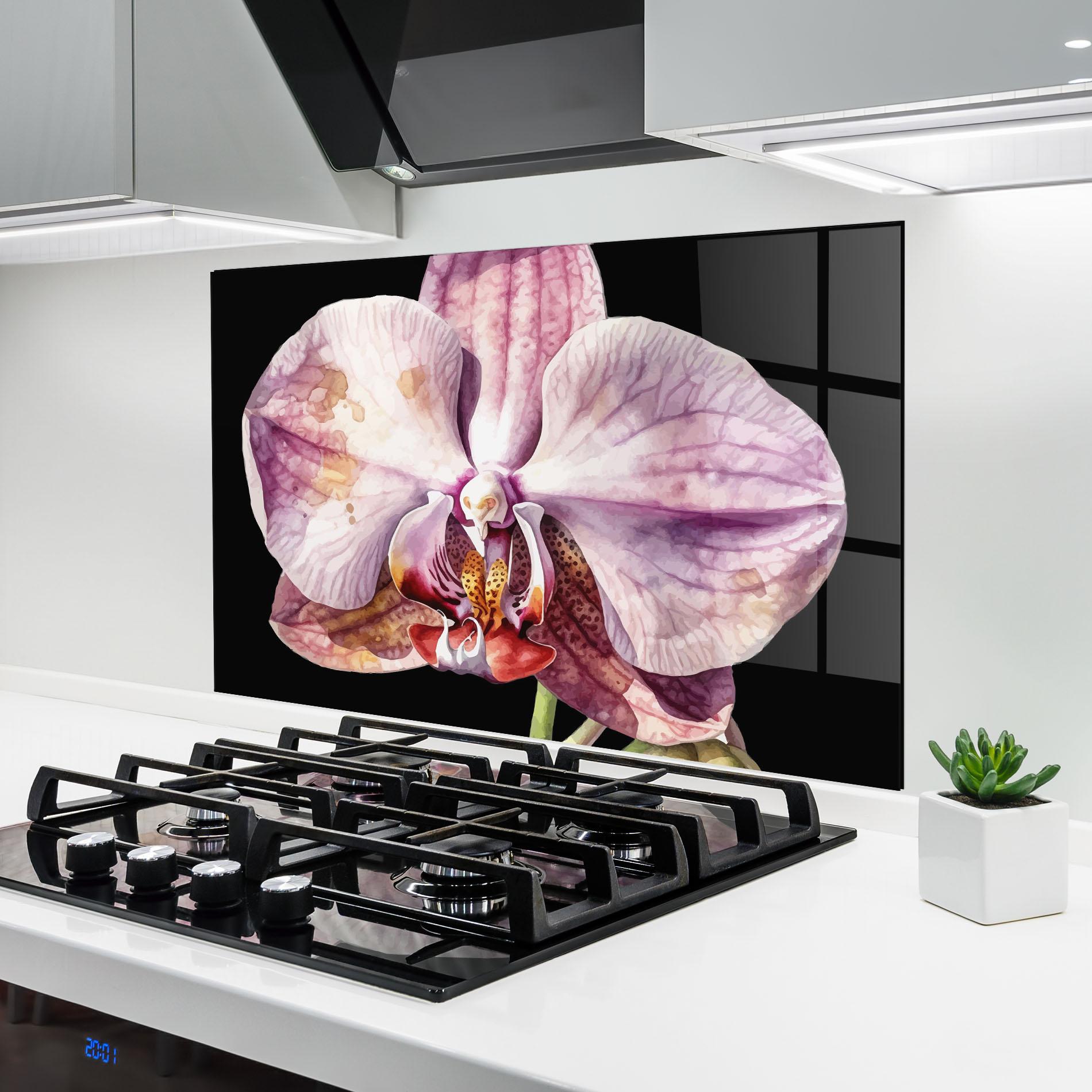 Стъклен панел за кухня Painted Orchid mockup 6