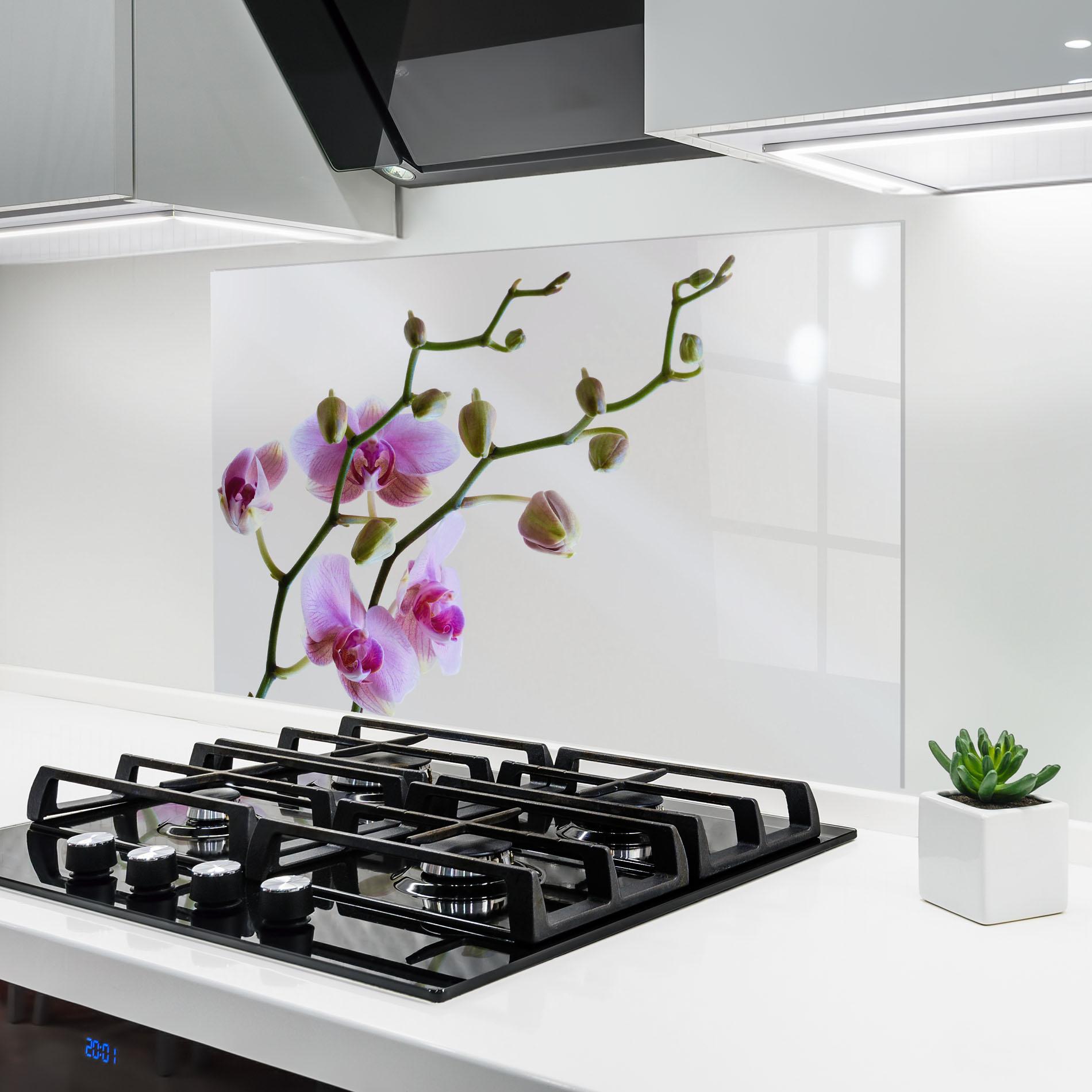 Стъклен панел за кухня Purple Orchid On Grey mockup 6