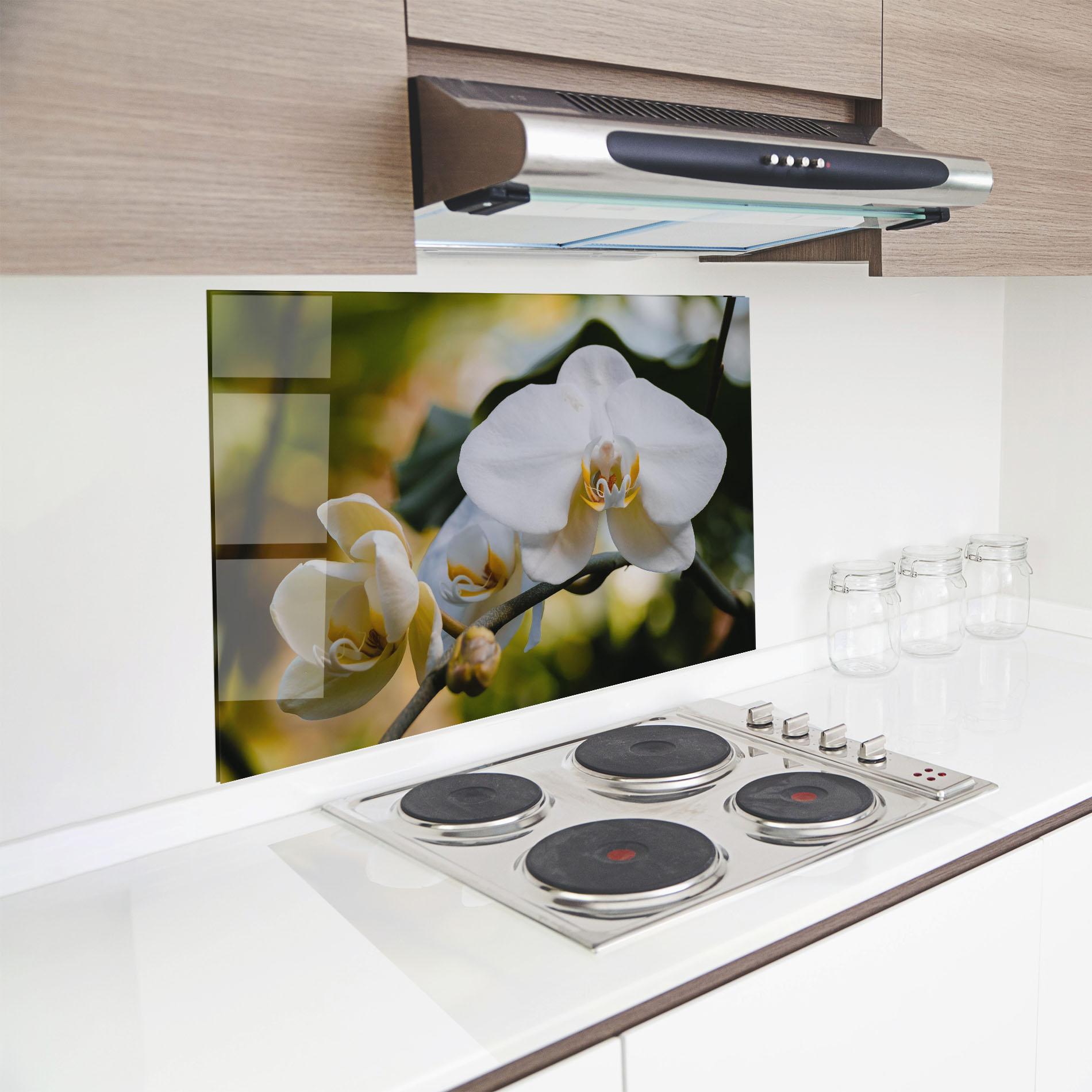 Стъклен панел за кухня Cream Orchid In Nature mockup 8