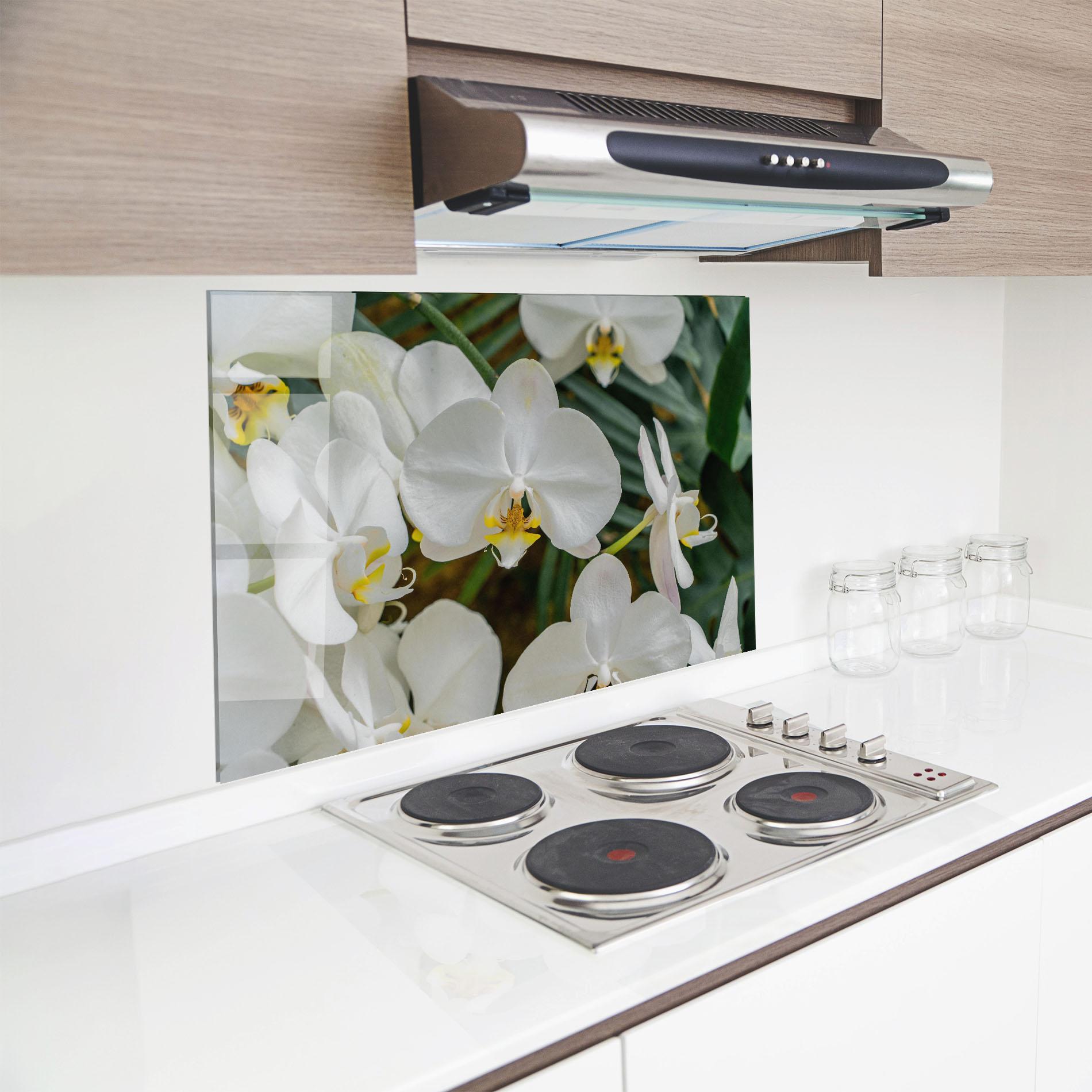 Стъклен панел за кухня Orchids In Nature mockup 8