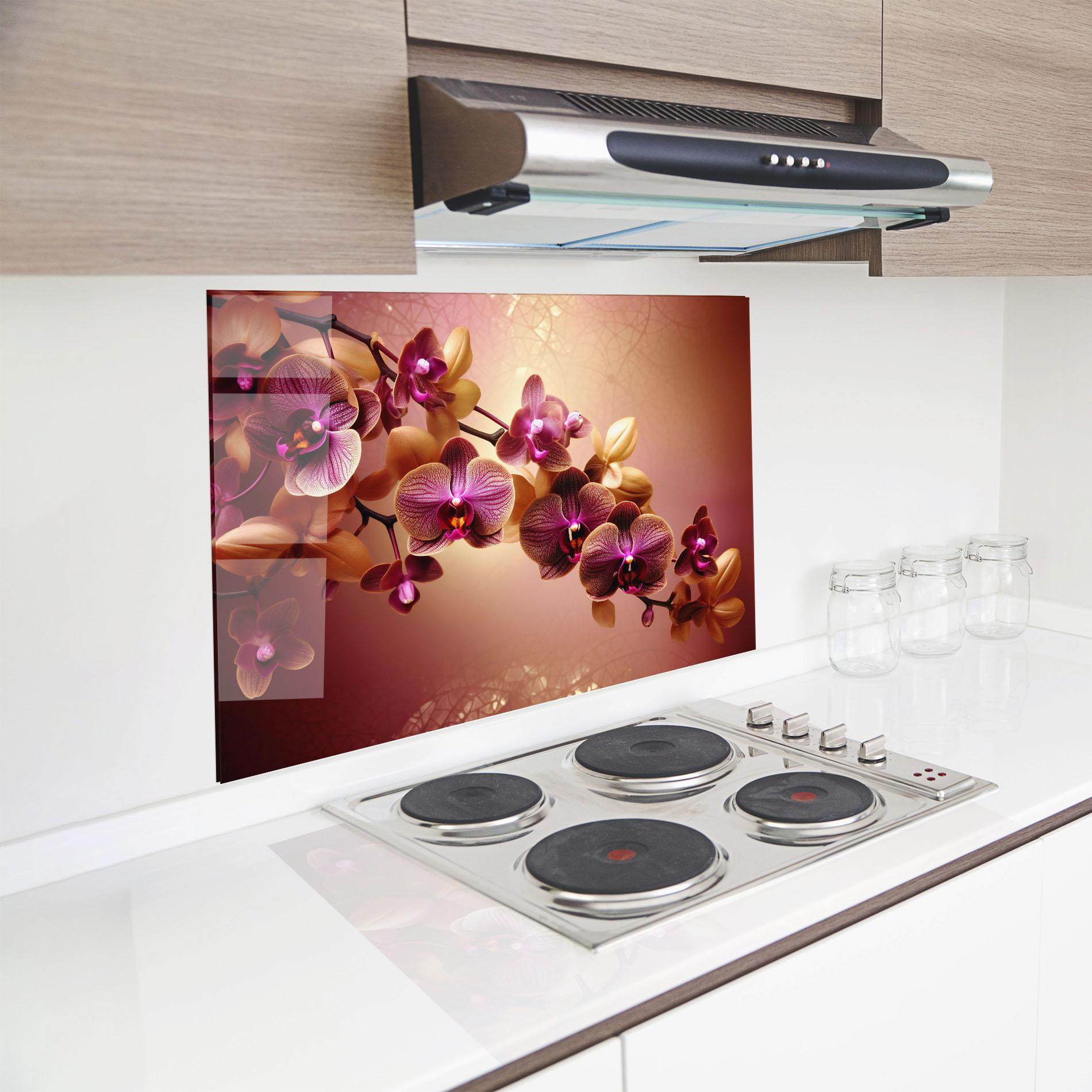 Стъклен панел за кухня Purple Cream Orchid mockup 8