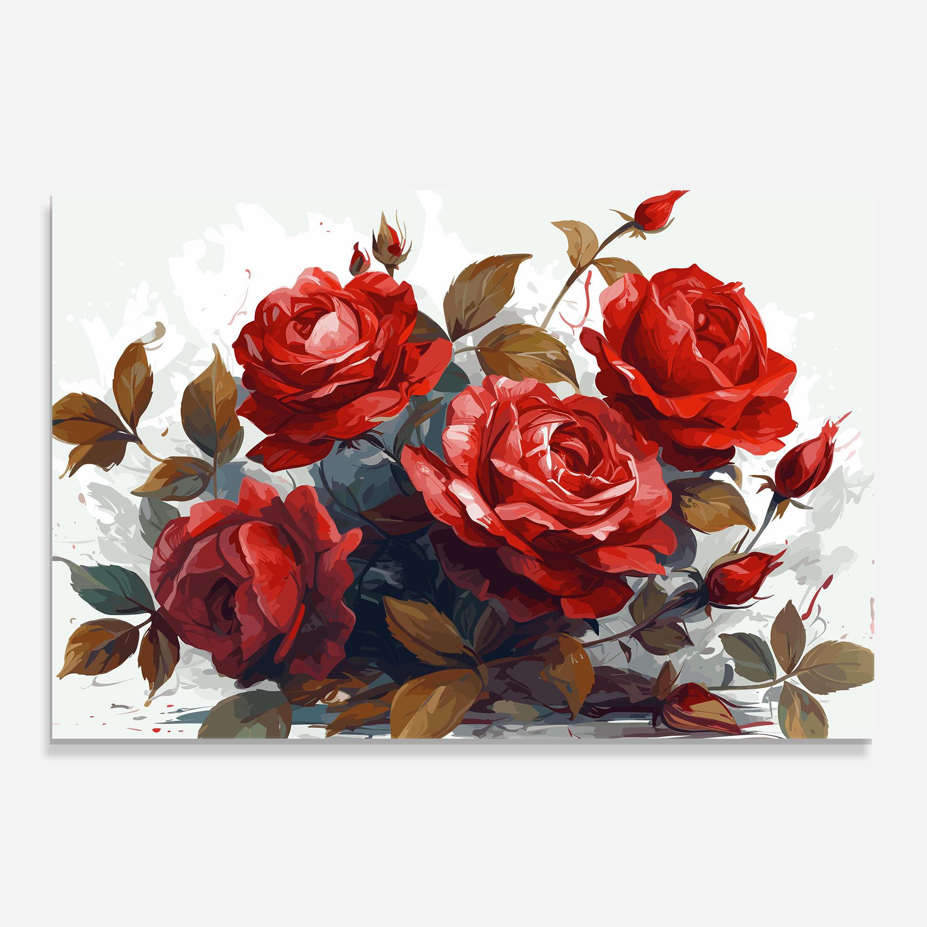 Стъклен панел за кухня Beautiful Red Roses mockup 0