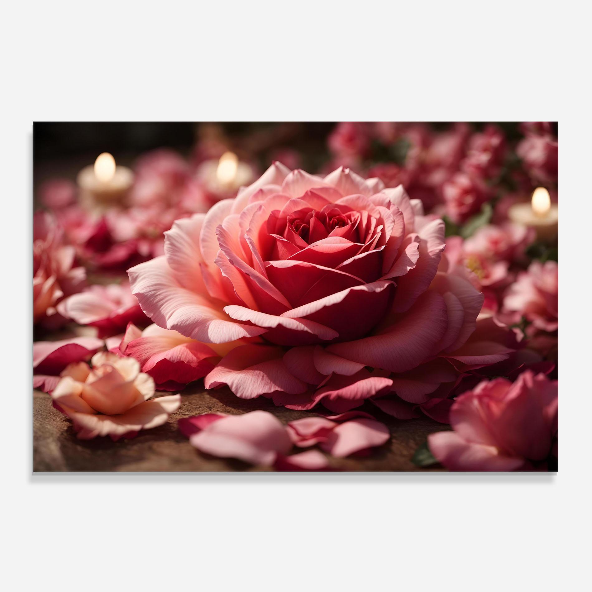 Стъклен панел за кухня Big Pink Rose mockup 0