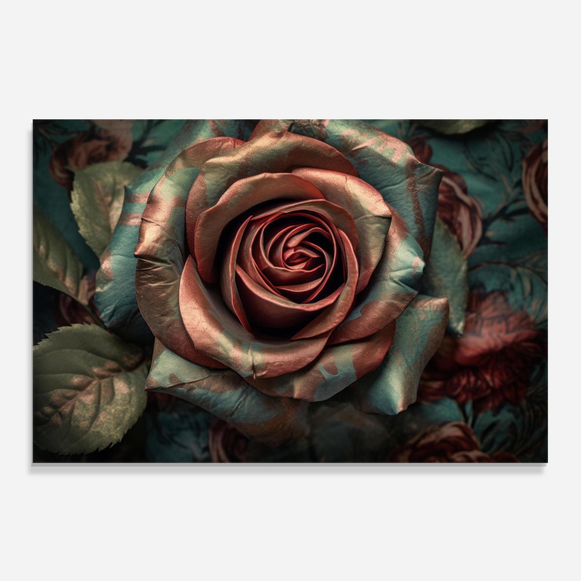 Стъклен панел за кухня Exotic Blue Rose mockup 0