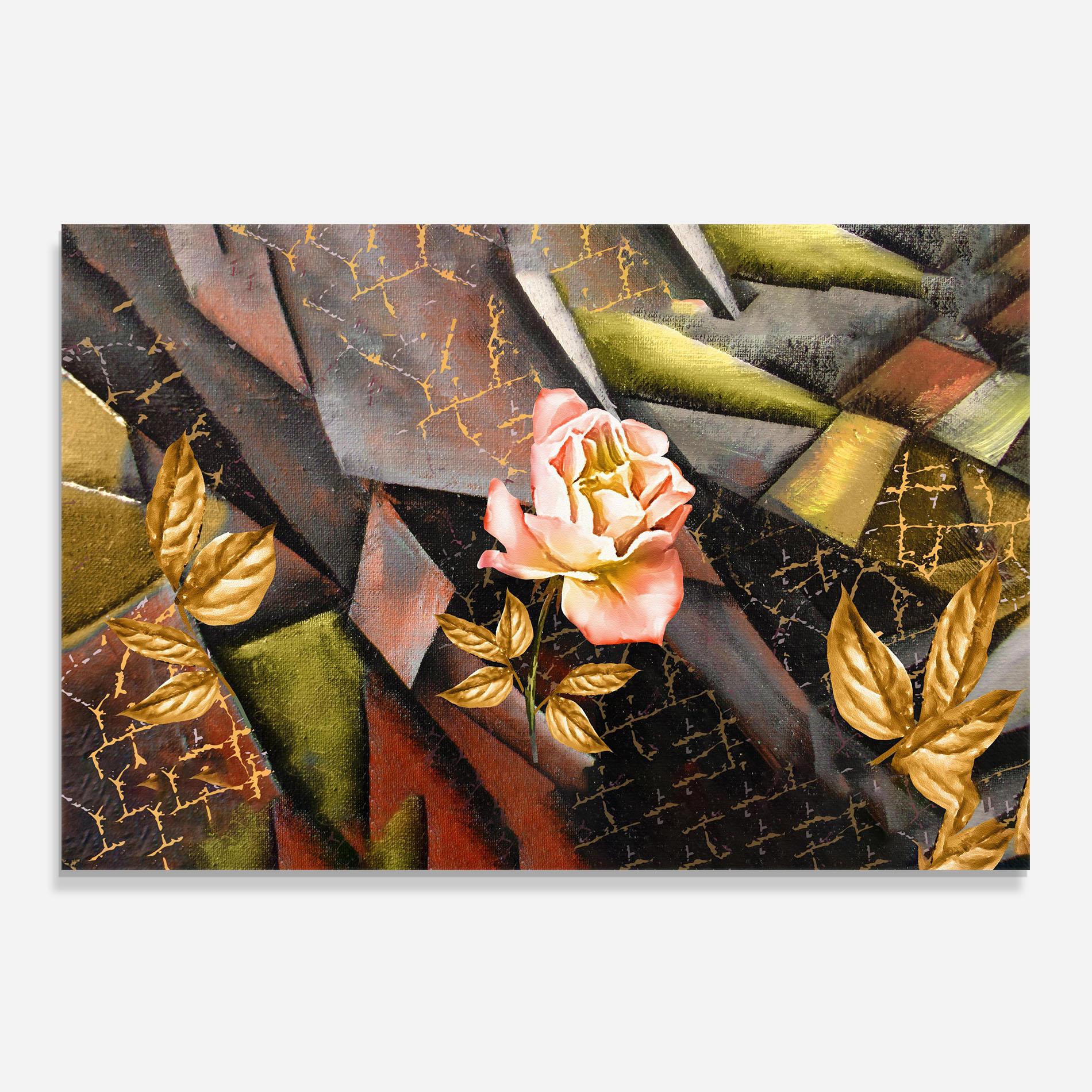 Стъклен панел за кухня Golden Rose mockup 0