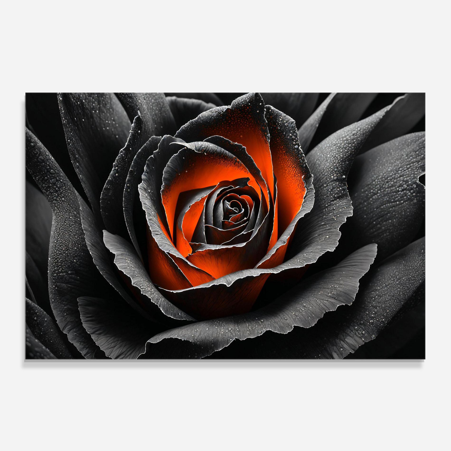 Стъклен панел за кухня Grey Orange Rose mockup 0