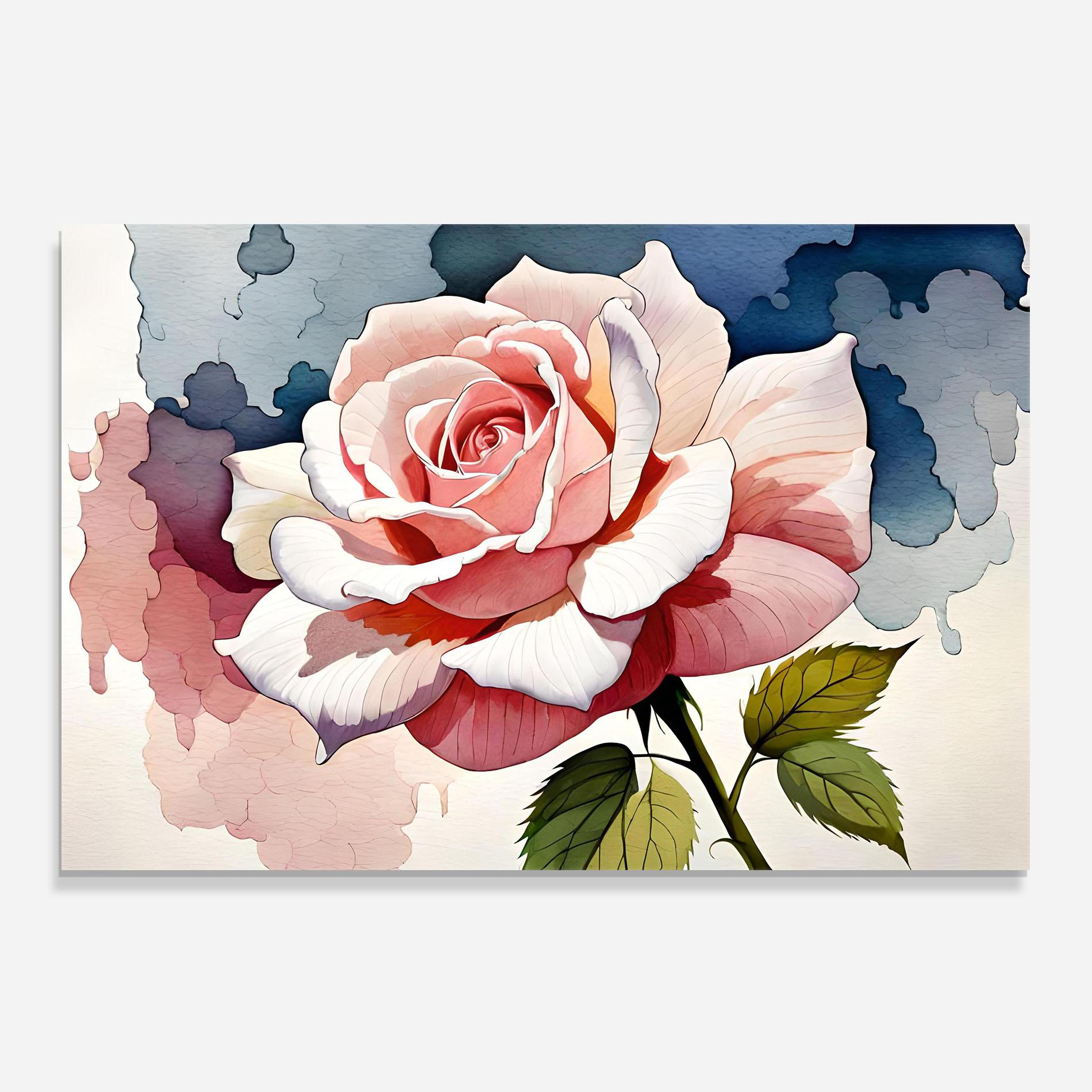 Стъклен панел за кухня Light Pink Rose Painting mockup 0