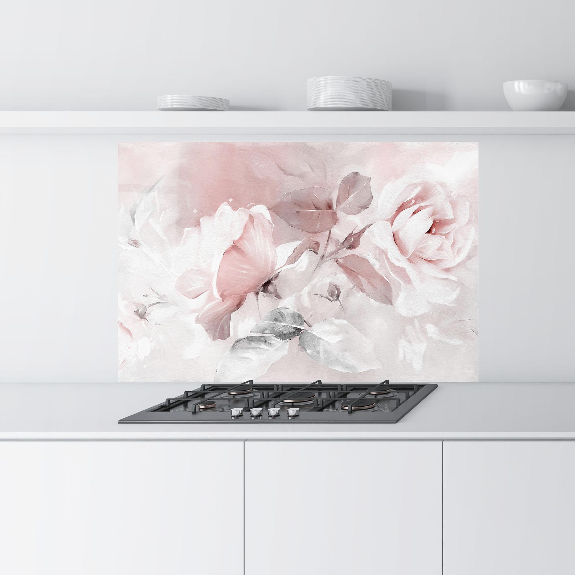 Стъклен панел за кухня Abstract Pink Flowers mockup 9