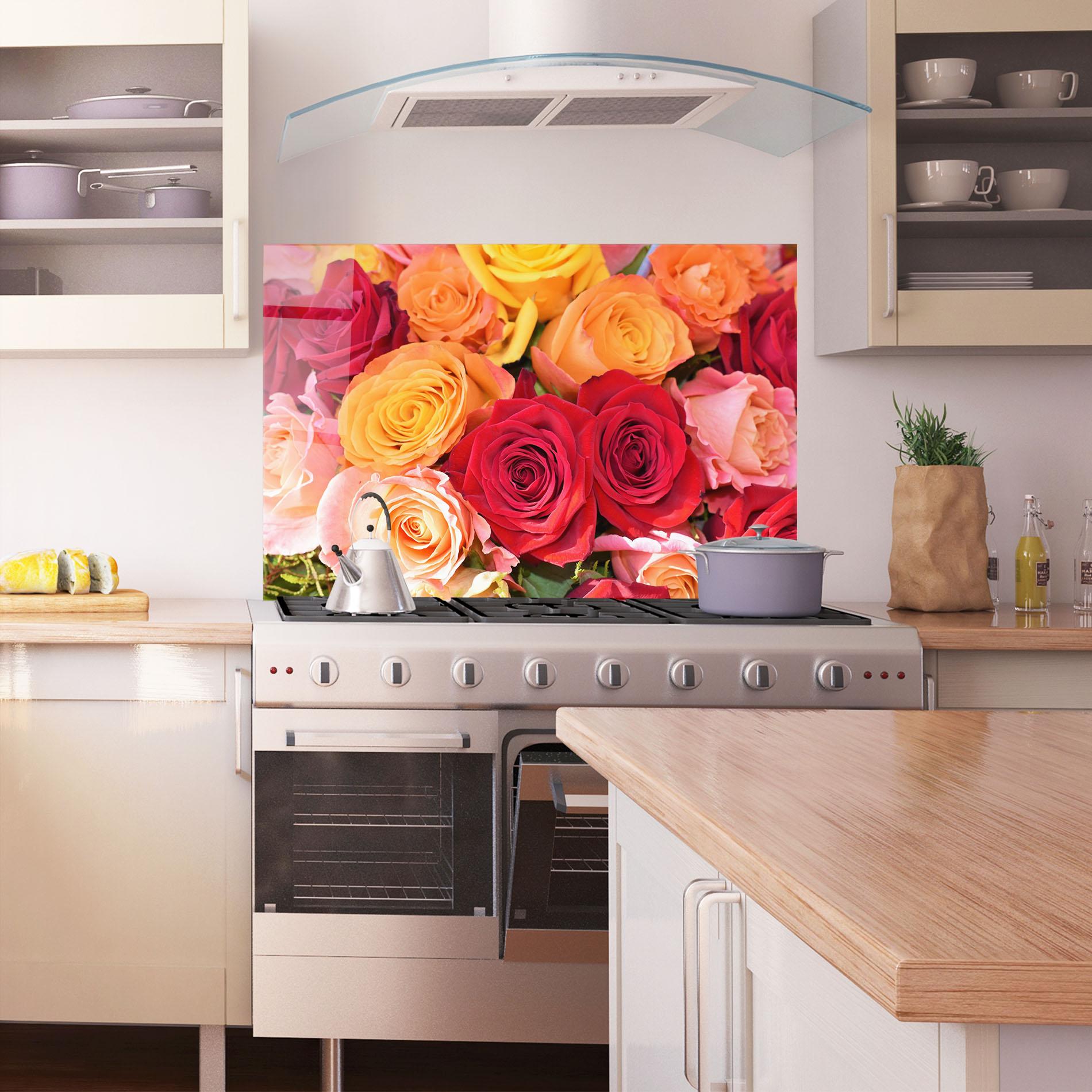 Стъклен панел за кухня Mixed Roses mockup 1