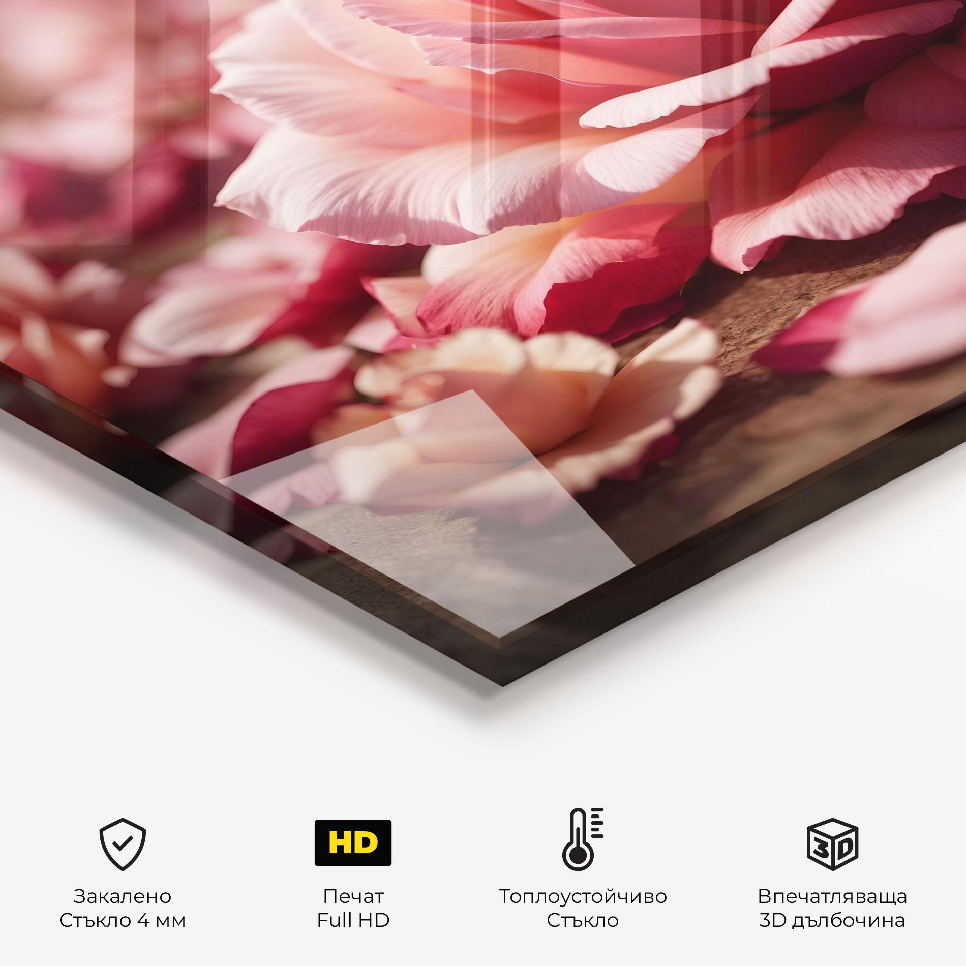 Стъклен панел за кухня Big Pink Rose mockup 2