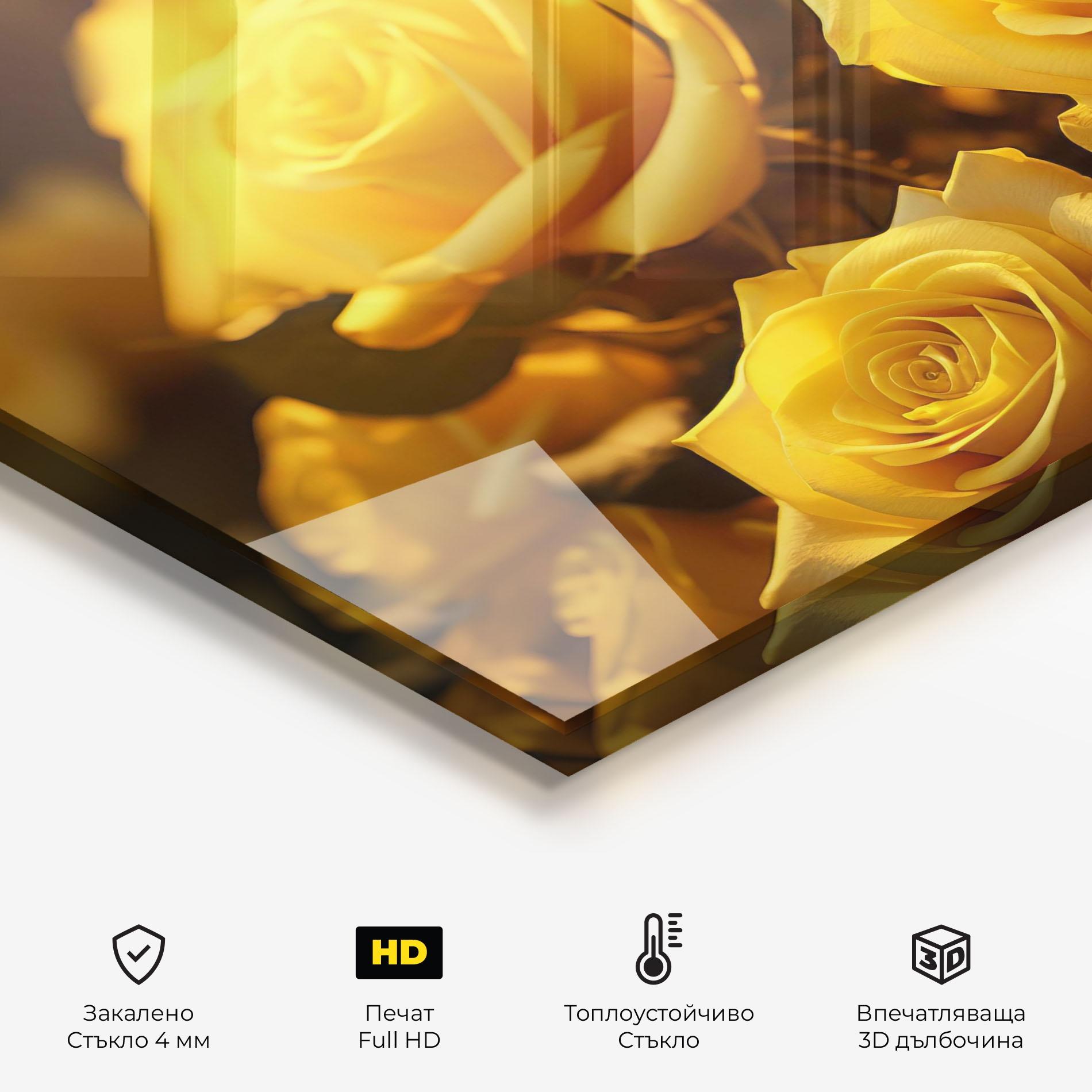 Стъклен панел за кухня Yellow Rose mockup 2
