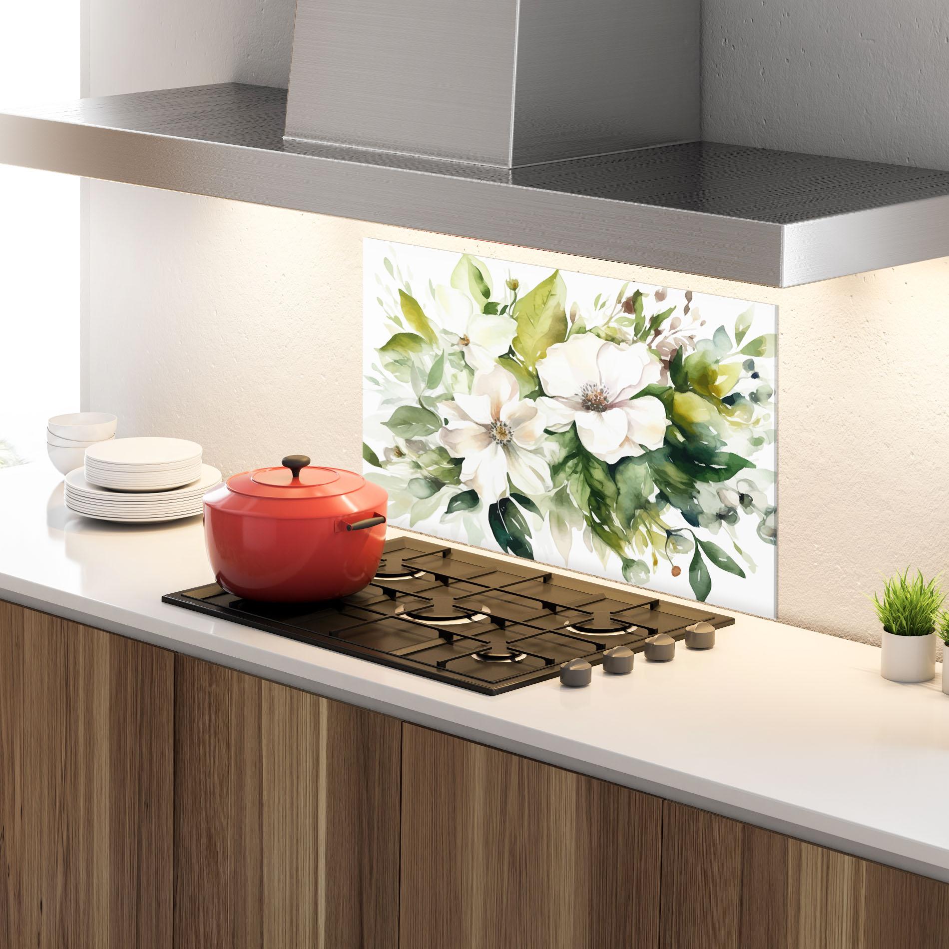Стъклен панел за кухня Opened Rose mockup 4