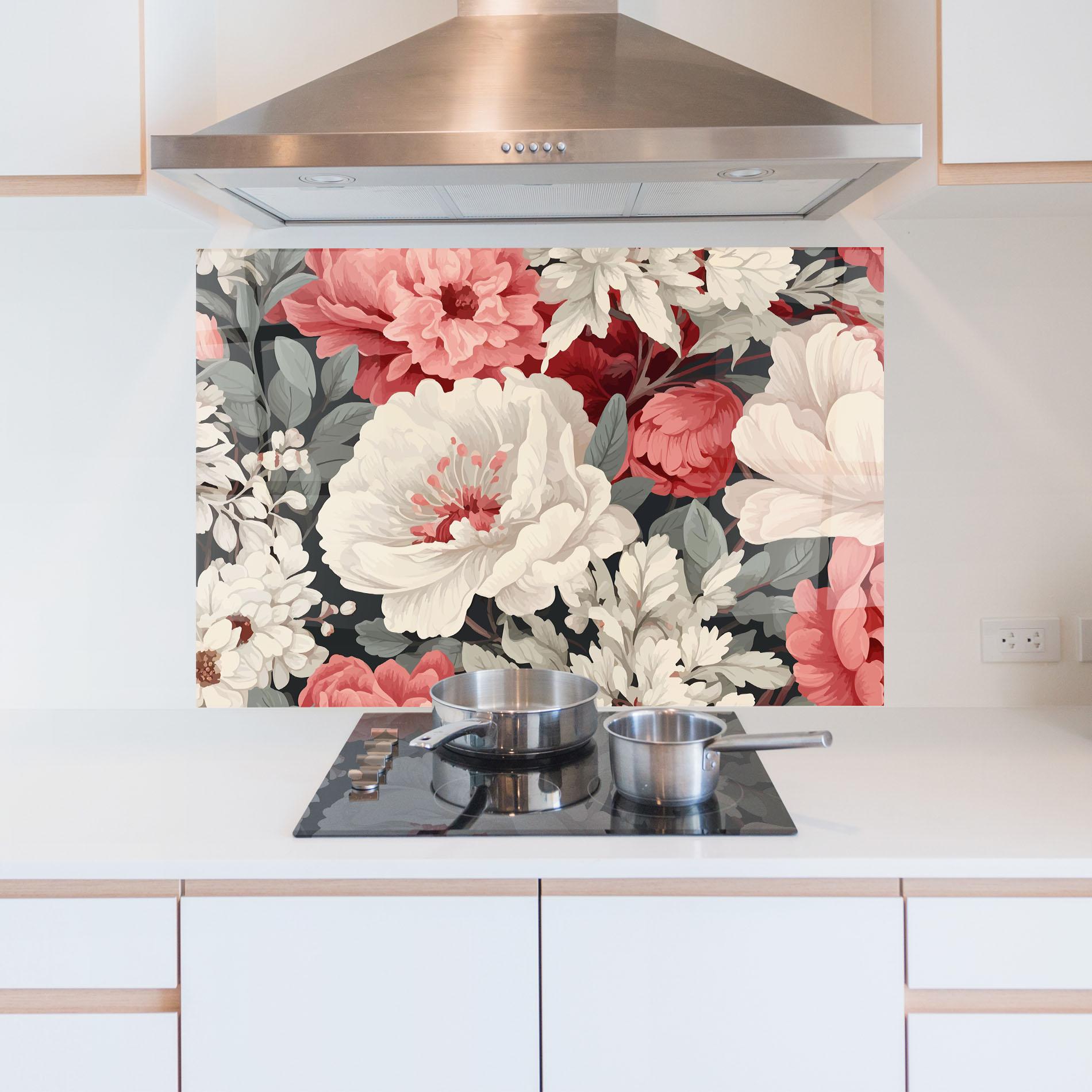 Стъклен панел за кухня Cream Pink Rose mockup 5