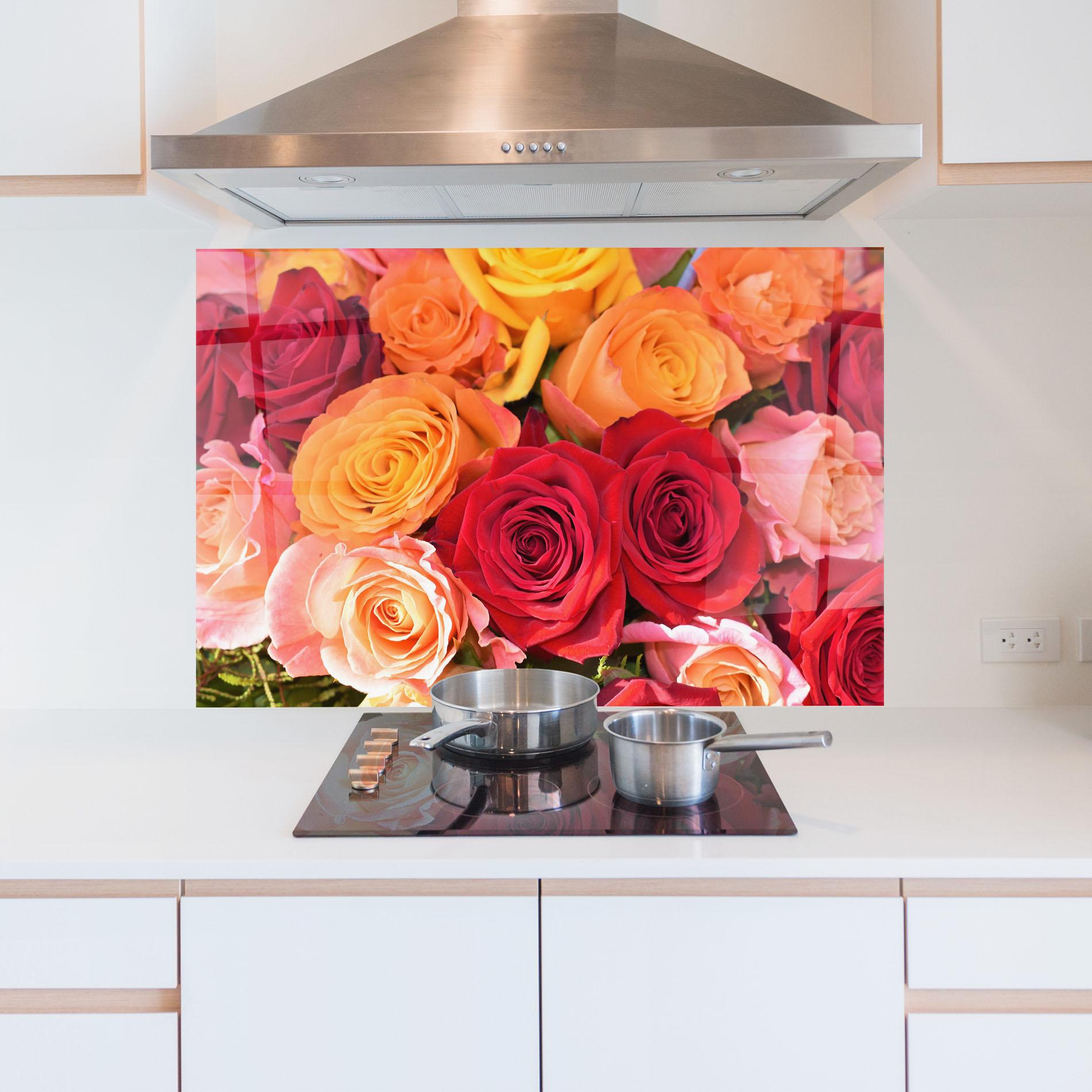 Стъклен панел за кухня Mixed Roses mockup 5