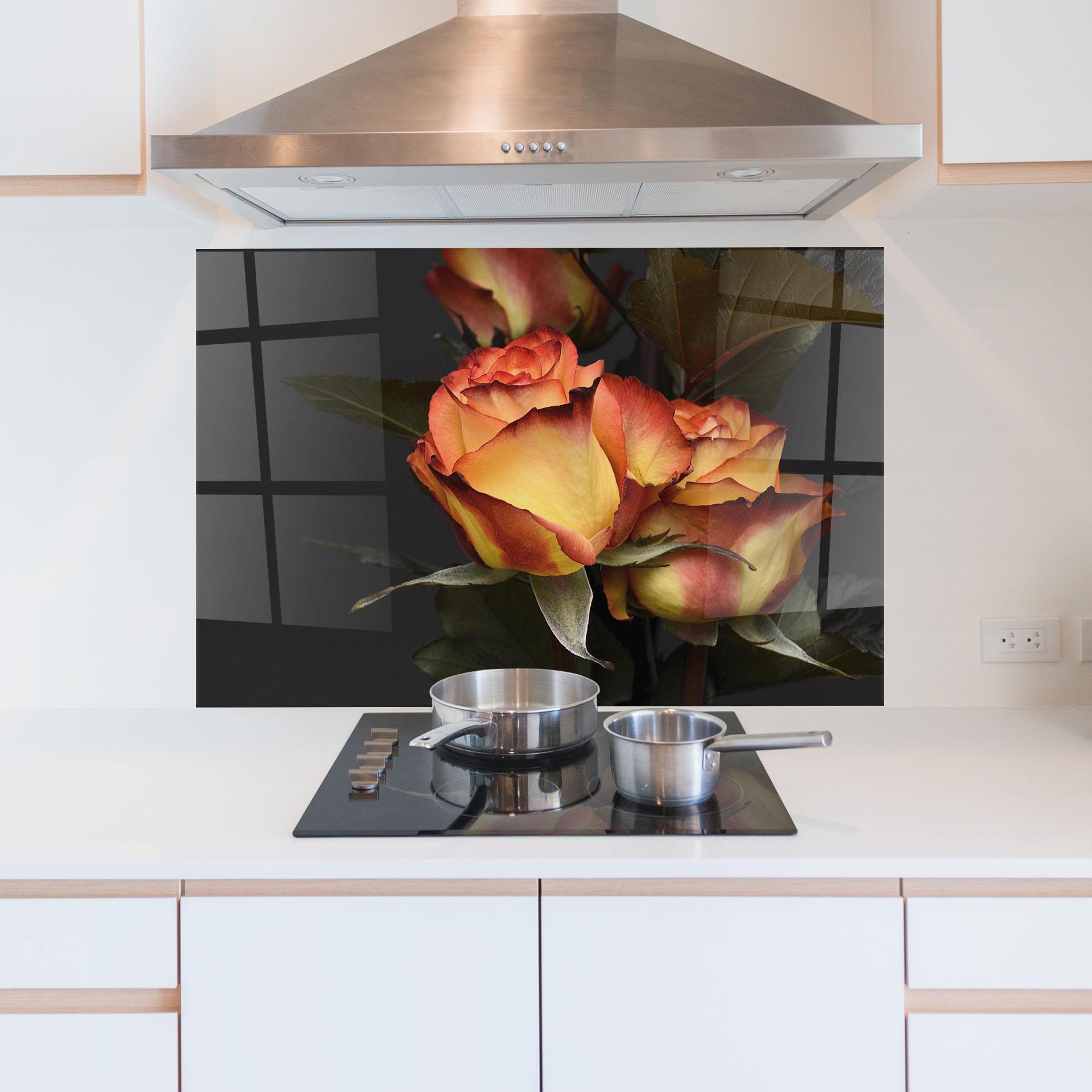 Стъклен панел за кухня Orange Rose mockup 5