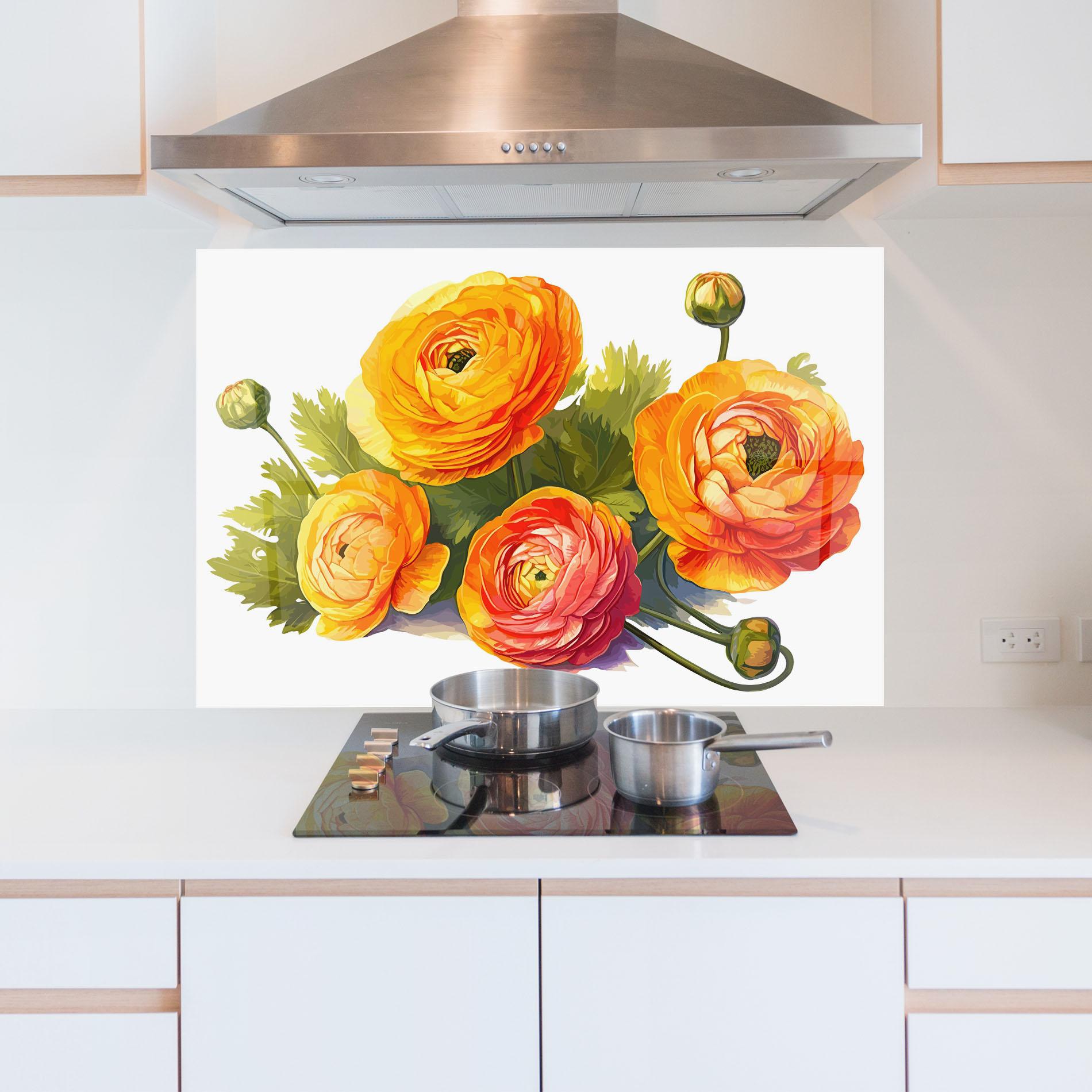 Стъклен панел за кухня Orange Roses mockup 5
