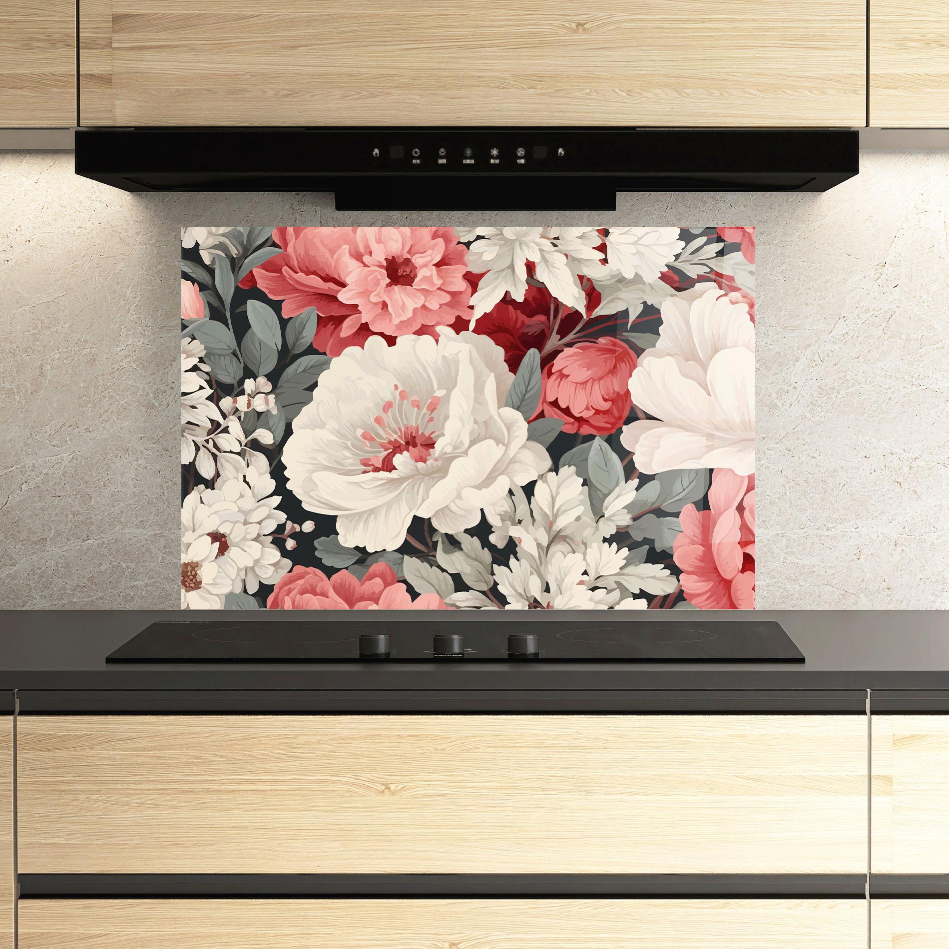 Стъклен панел за кухня Cream Pink Rose mockup 3